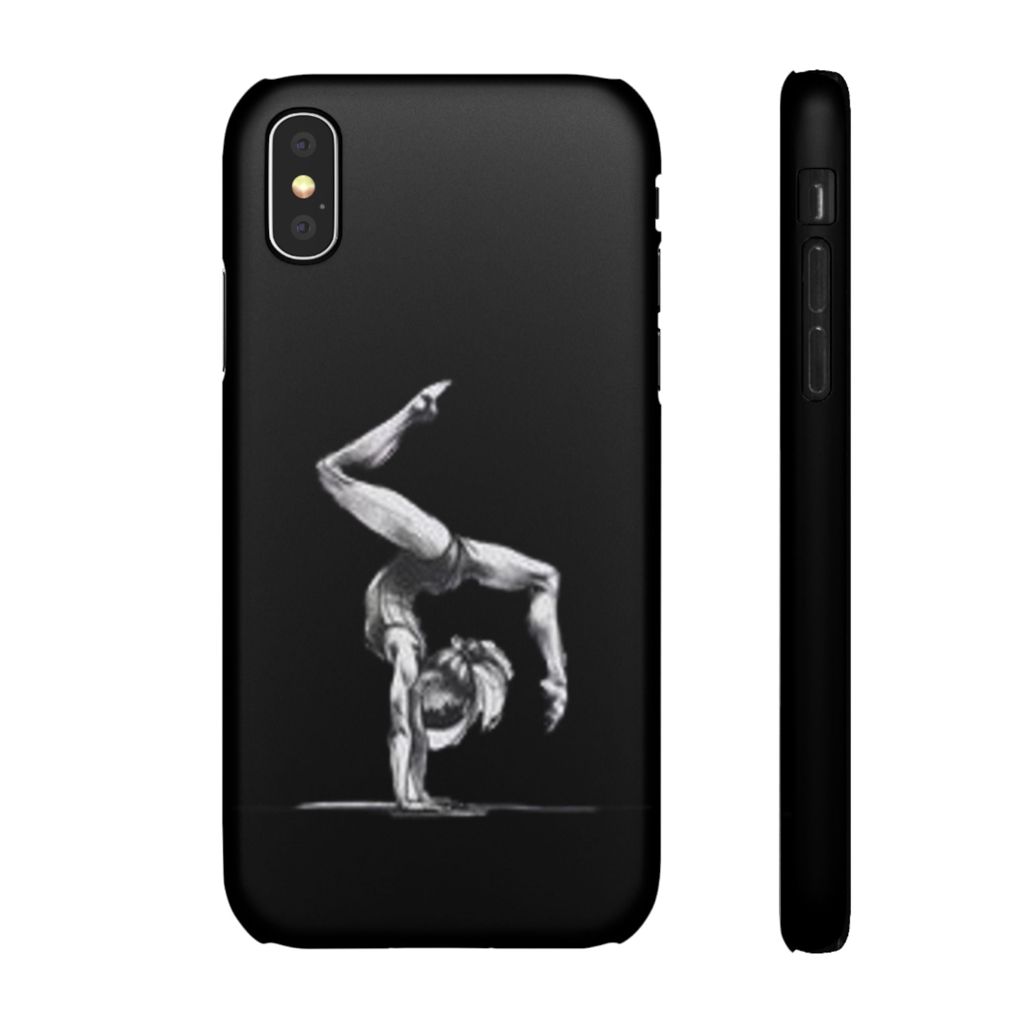 Gymnastics Phone Case — Black Chalk-Style Handstand Design