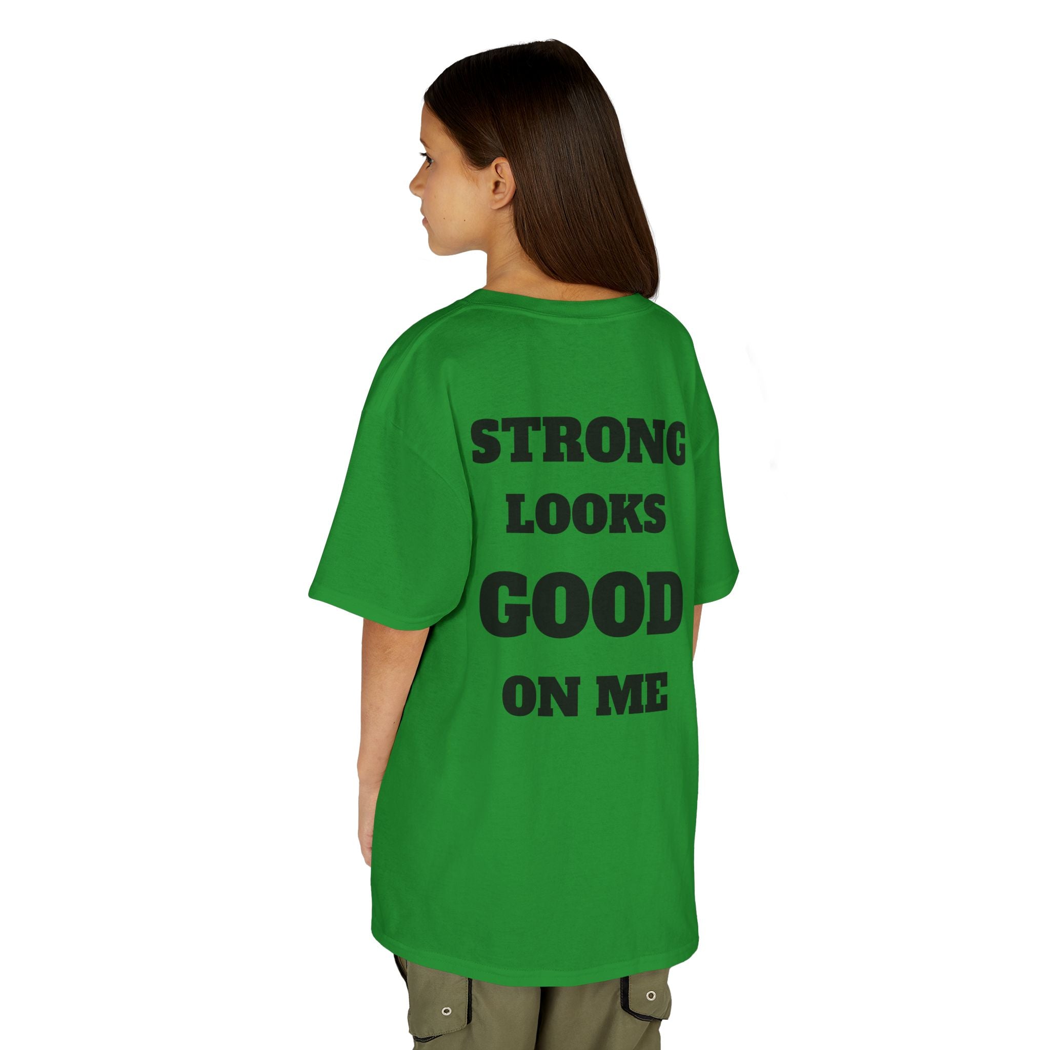 Kids Tee — "Strong Looks Good On Me" Inspirational Graphic Tee
