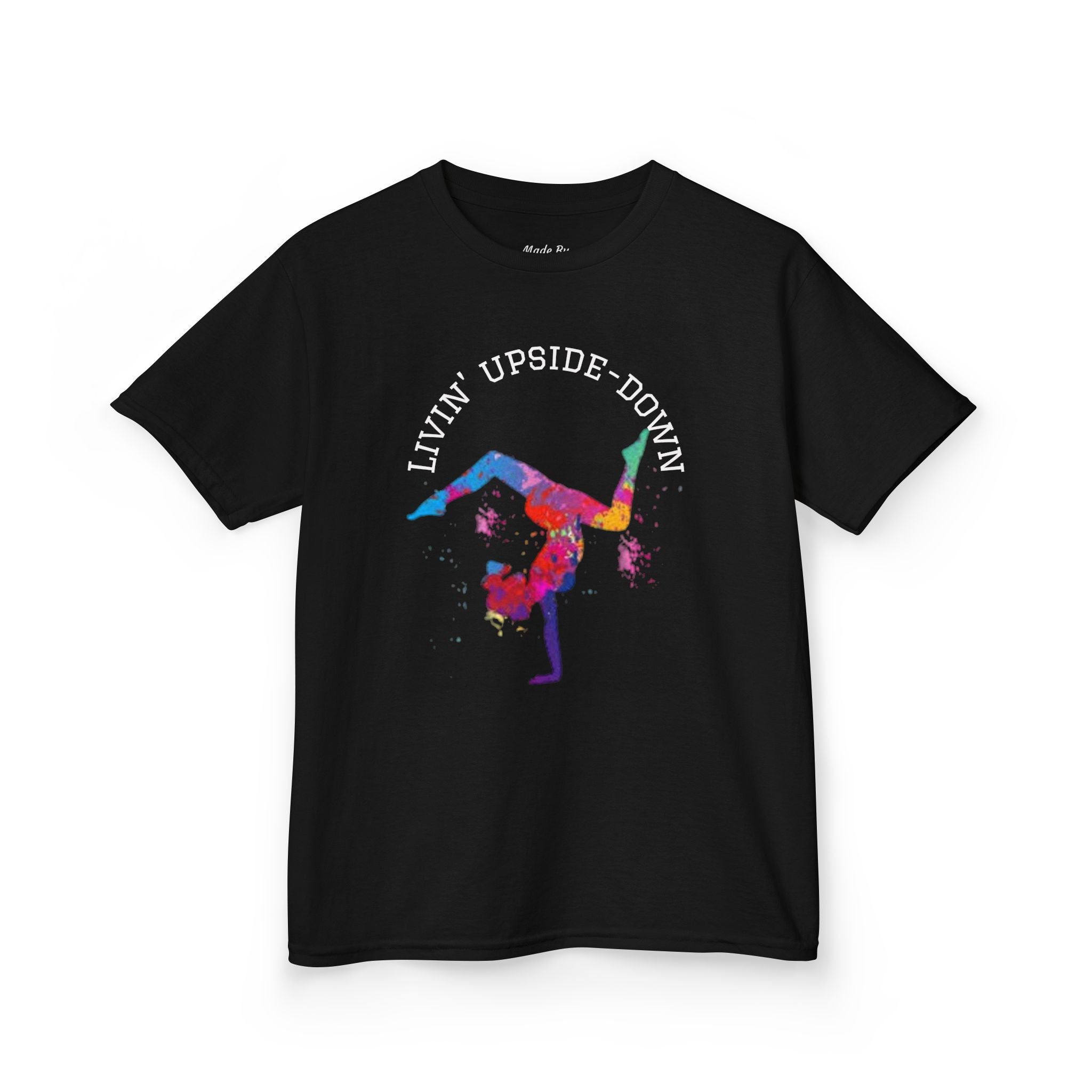 Colorful Gymnastics Kids Tee - 'Livin' Upside Down' (Kids)