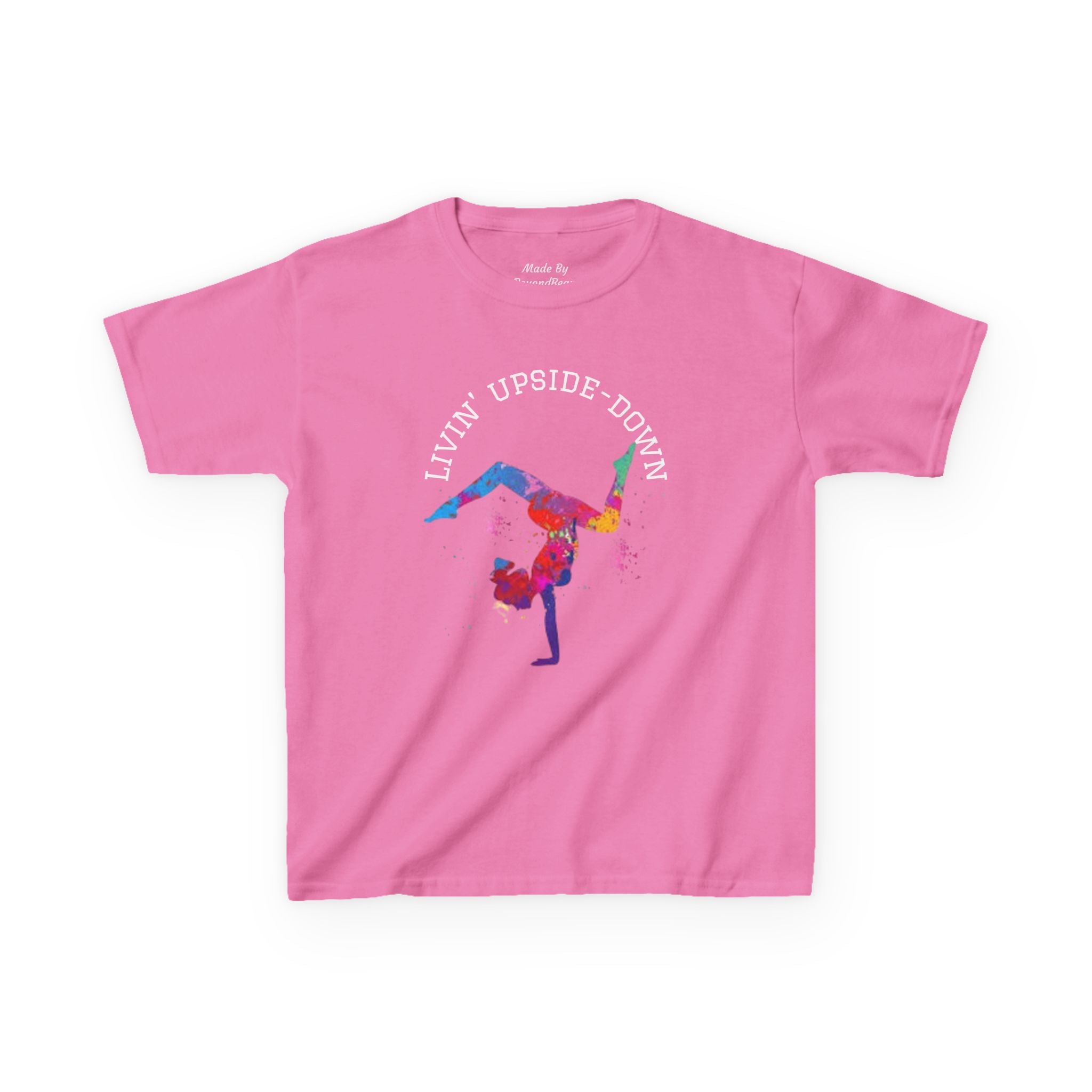 Colorful Gymnastics Kids Tee - 'Livin' Upside Down' (Kids)