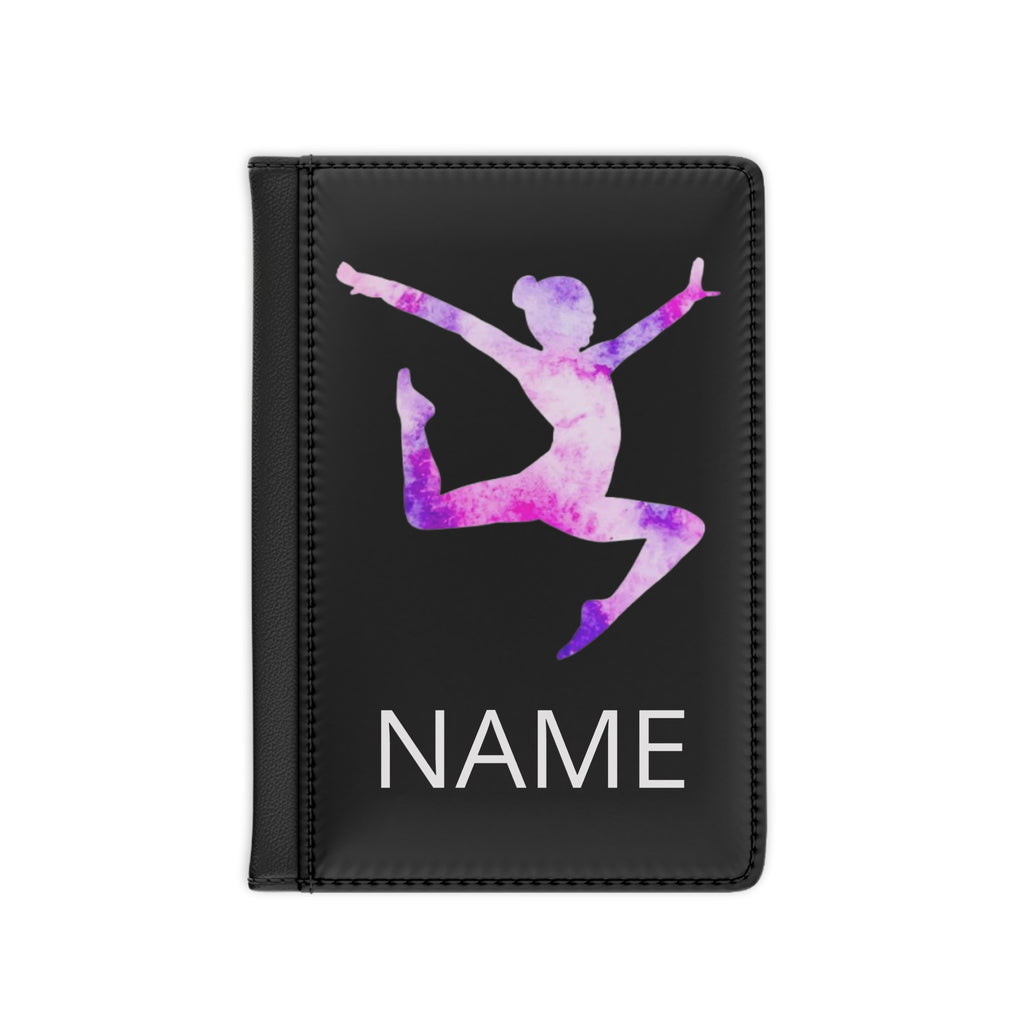 Personalized Name Passport Cover – Watercolor Gymnast Silhouette Travel Wallet