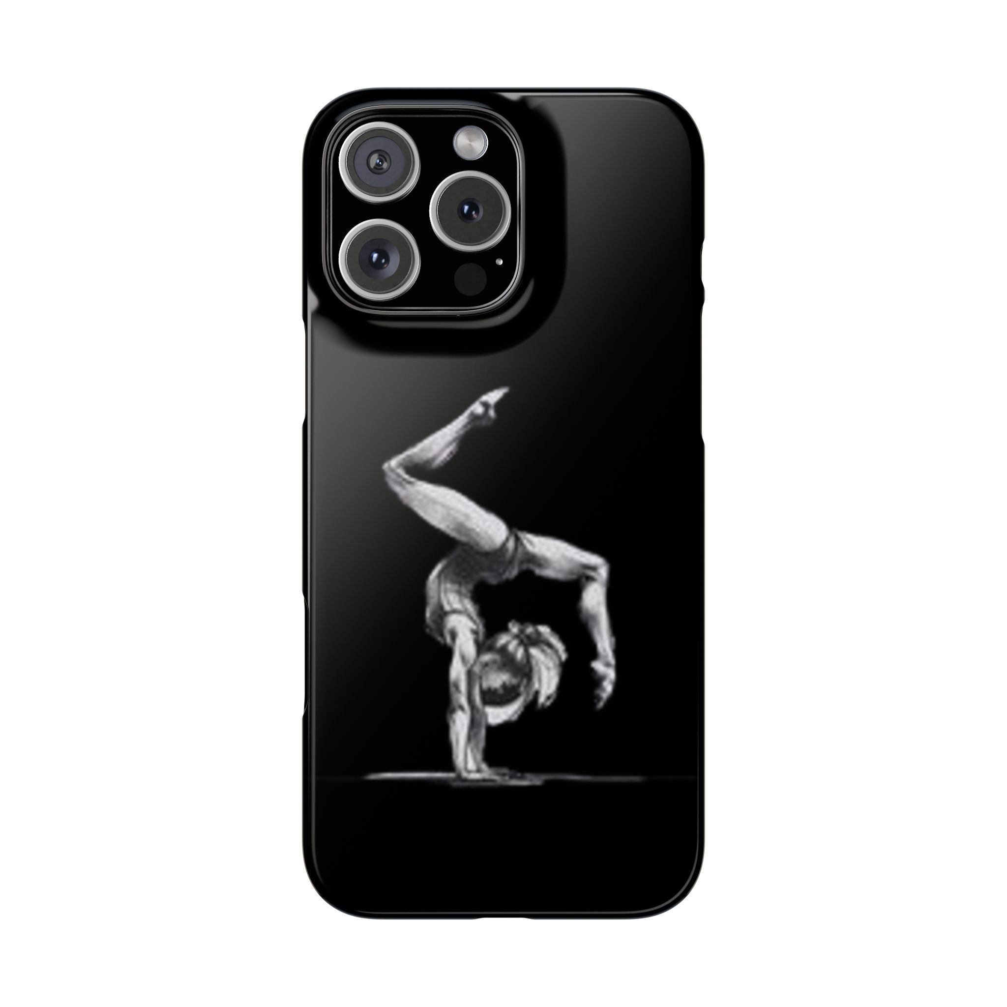 Gymnastics Phone Case — Black Chalk-Style Handstand Design