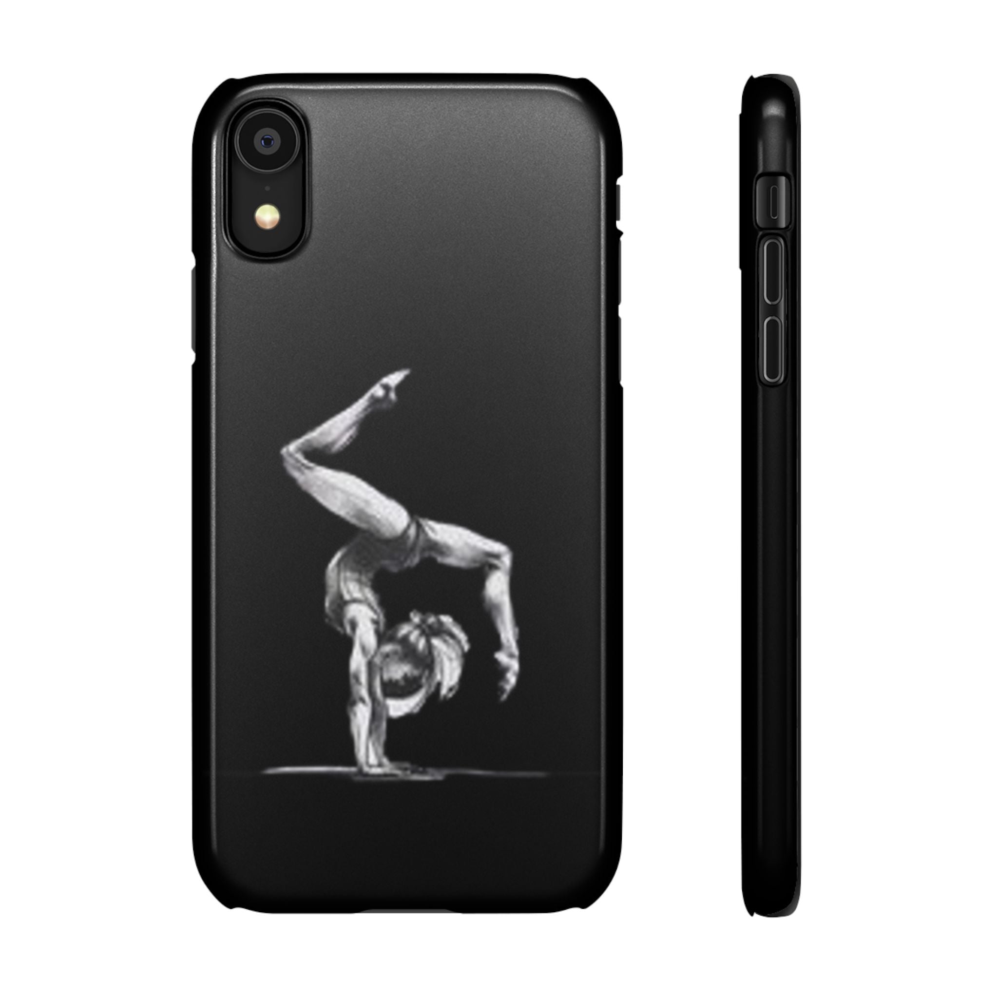 Gymnastics Phone Case — Black Chalk-Style Handstand Design