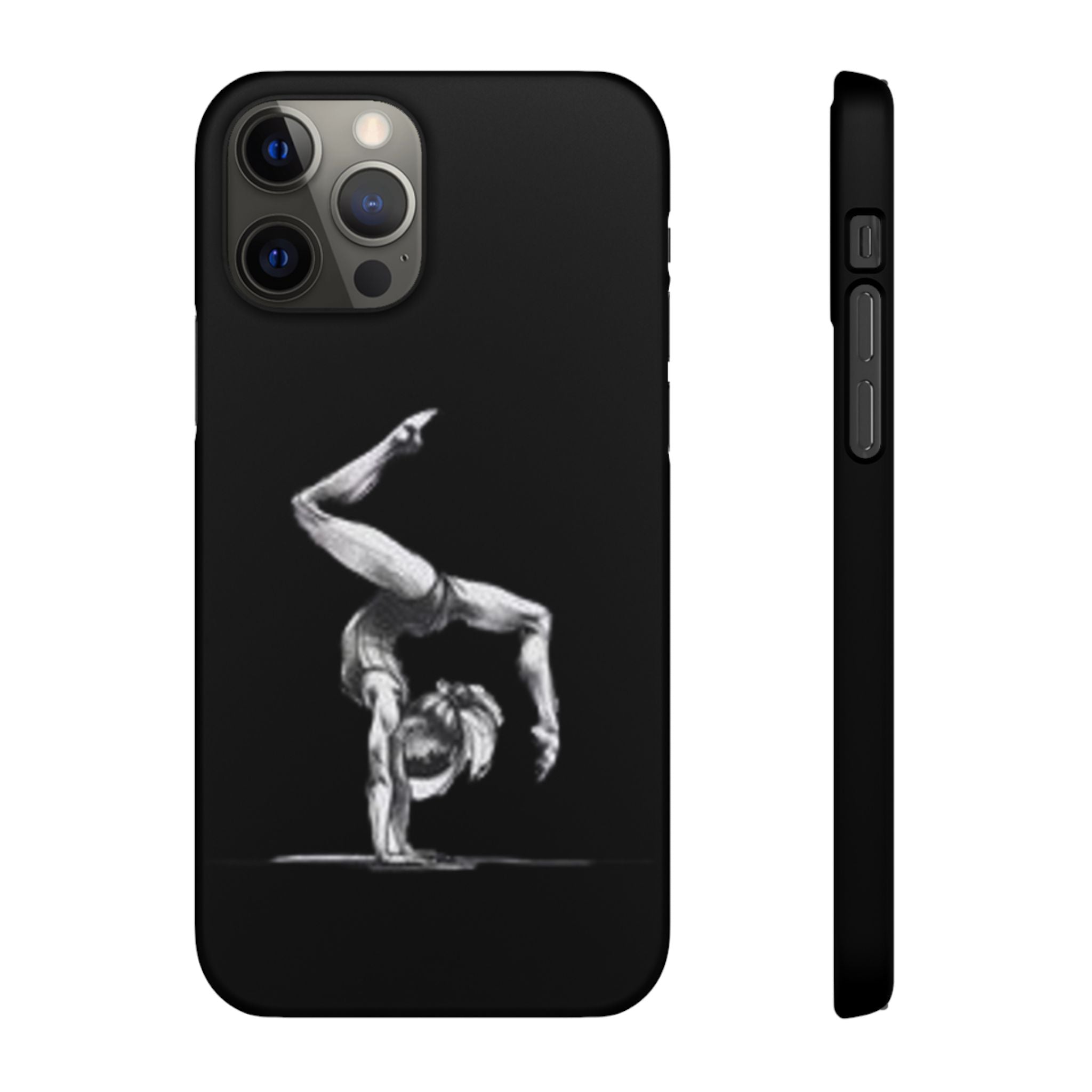 Gymnastics Phone Case — Black Chalk-Style Handstand Design