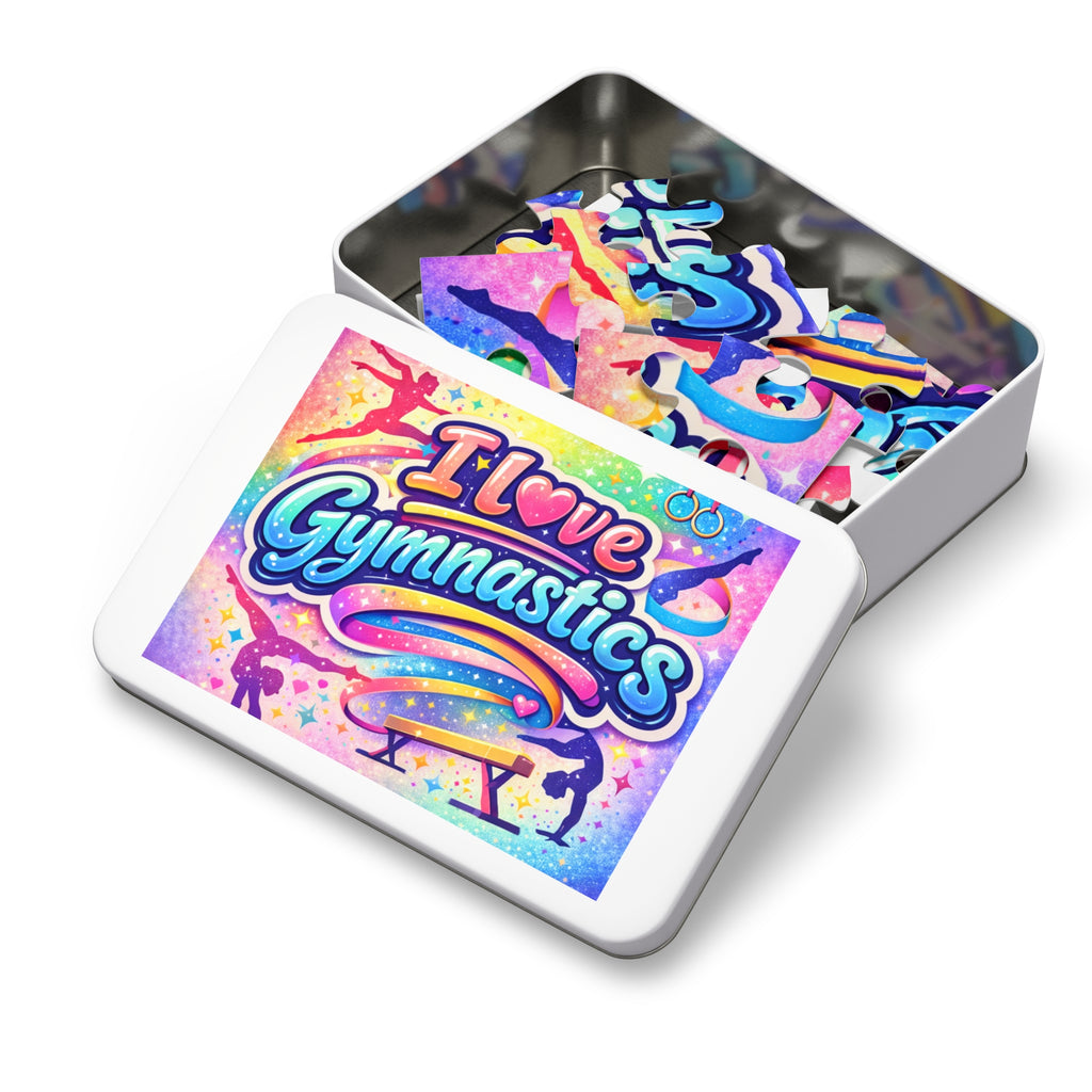 I Love Gymnastics Jigsaw Puzzle with Tin – Colorful Kids Gift
