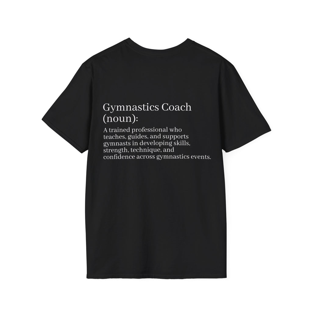 Adults Gymnastics Coach Definition T-Shirt — Back-Print Gift for Coaches