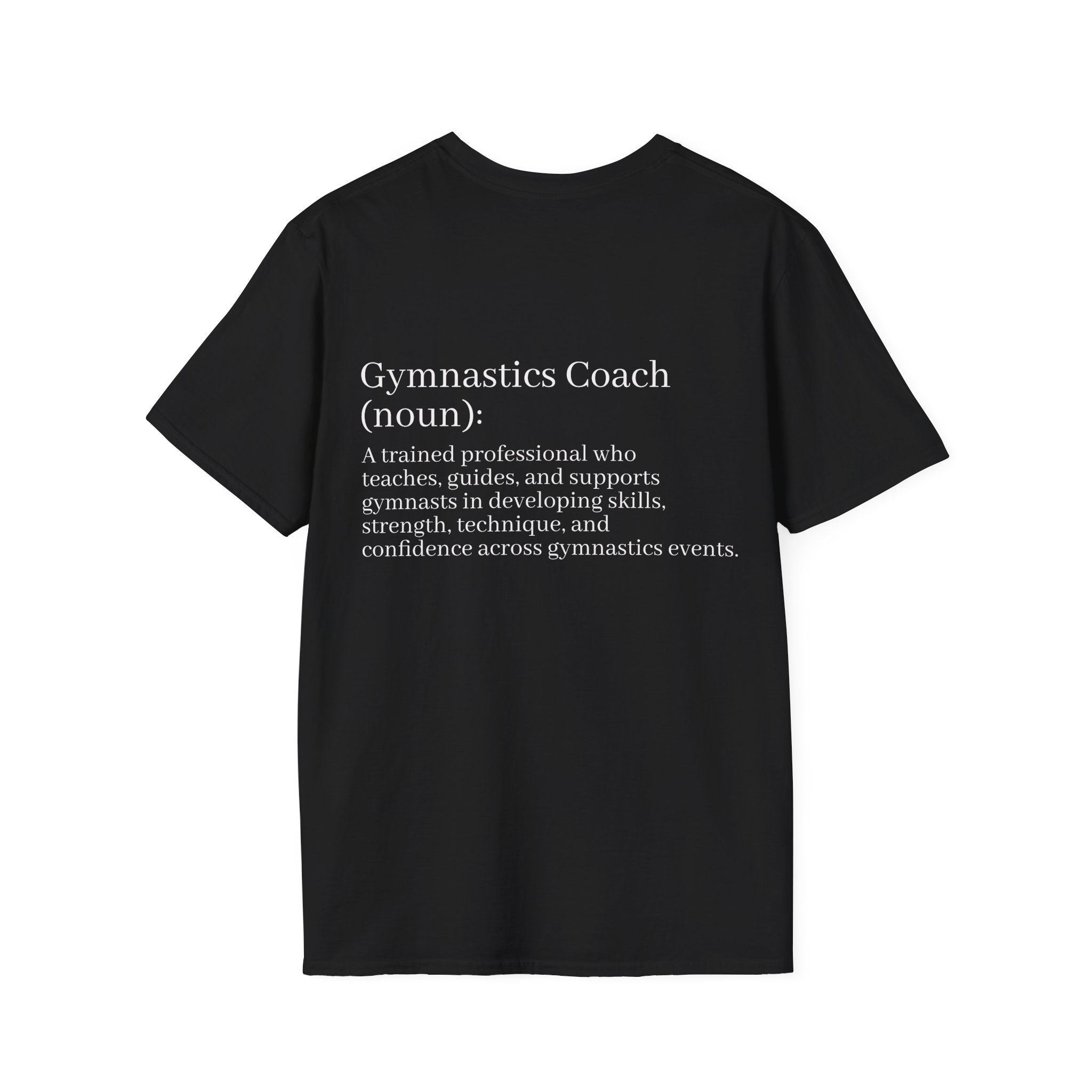 Adults Gymnastics Coach Definition T-Shirt — Back-Print Gift for Coaches