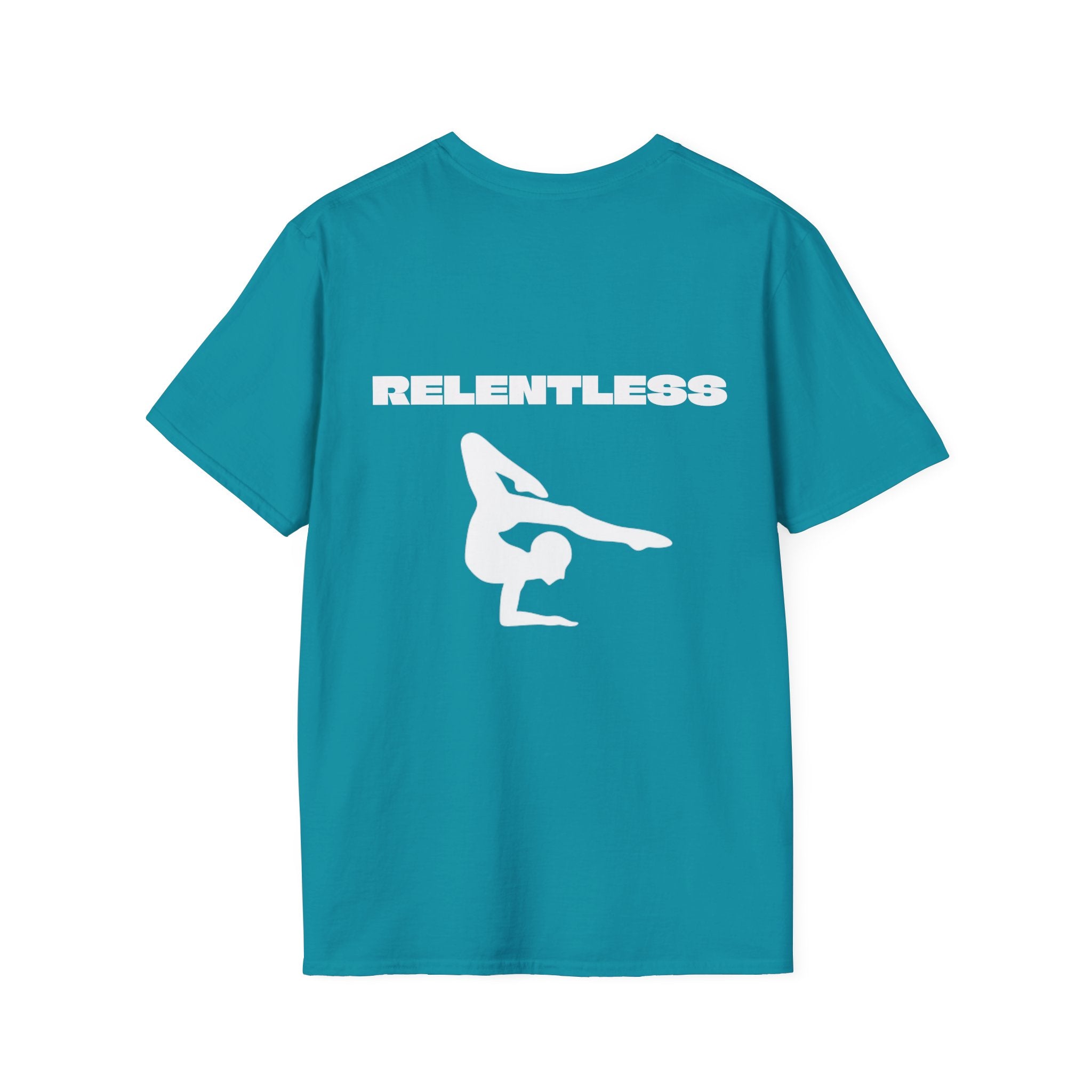 Relentless Gymnastics T-Shirt — Back Silhouette Athletic Tee (Adults)