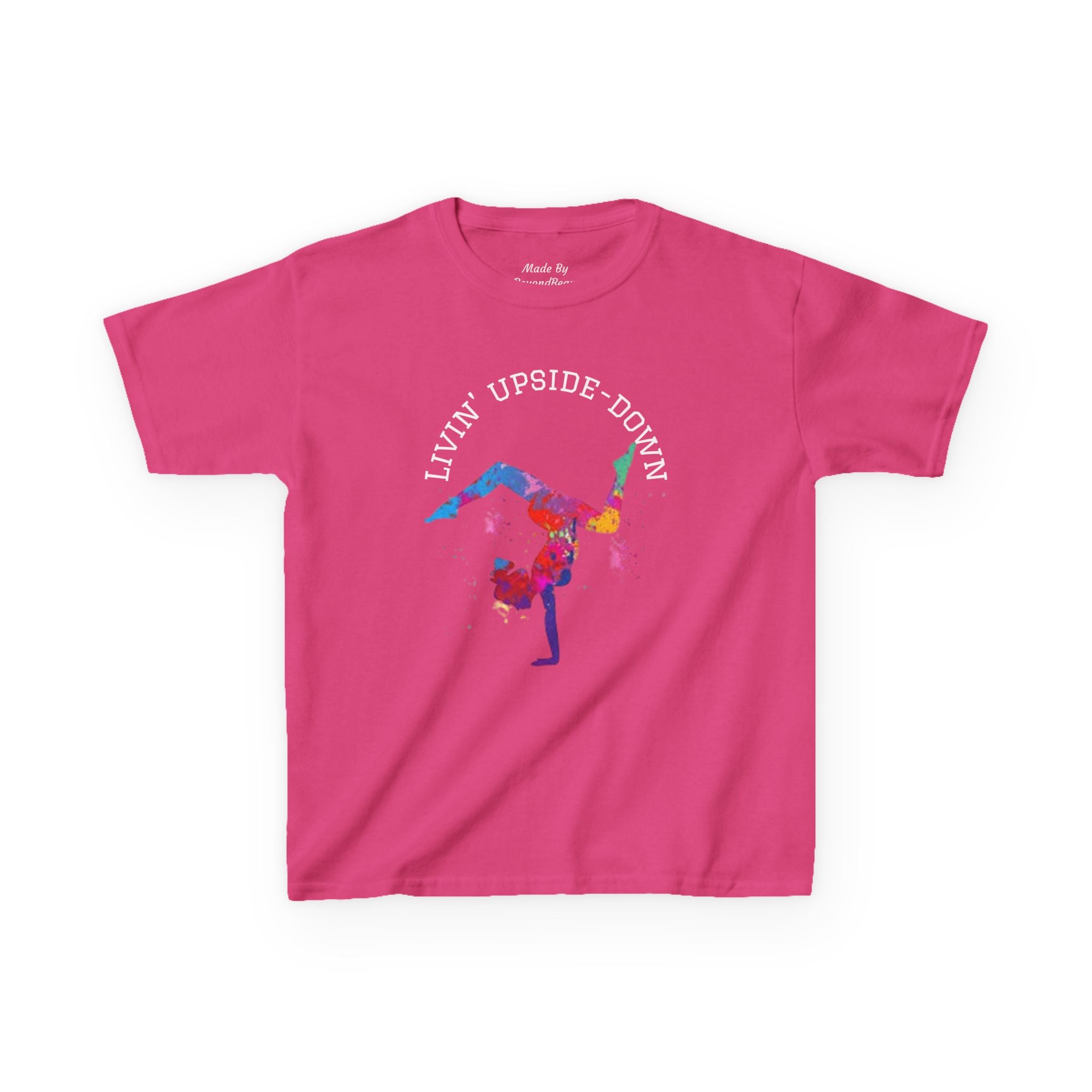 Colorful Gymnastics Kids Tee - 'Livin' Upside Down' (Kids)