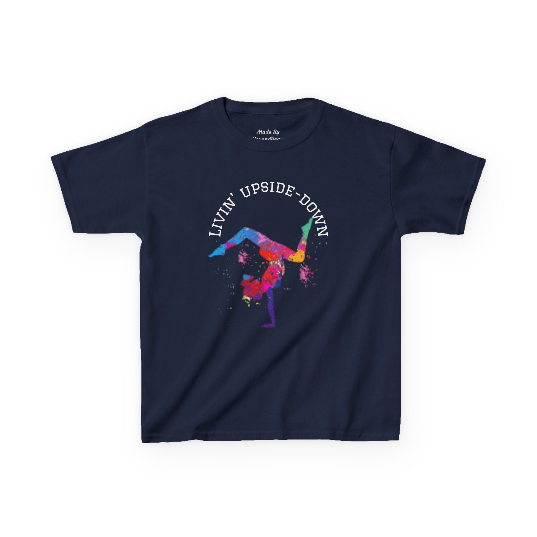 Colorful Gymnastics Kids Tee - 'Livin' Upside Down' (Kids)