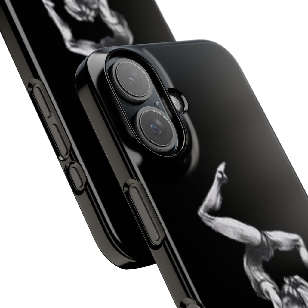Coach Gymnastics Phone Case — Black Snap Phone Cover with Gymnast Silhouette
