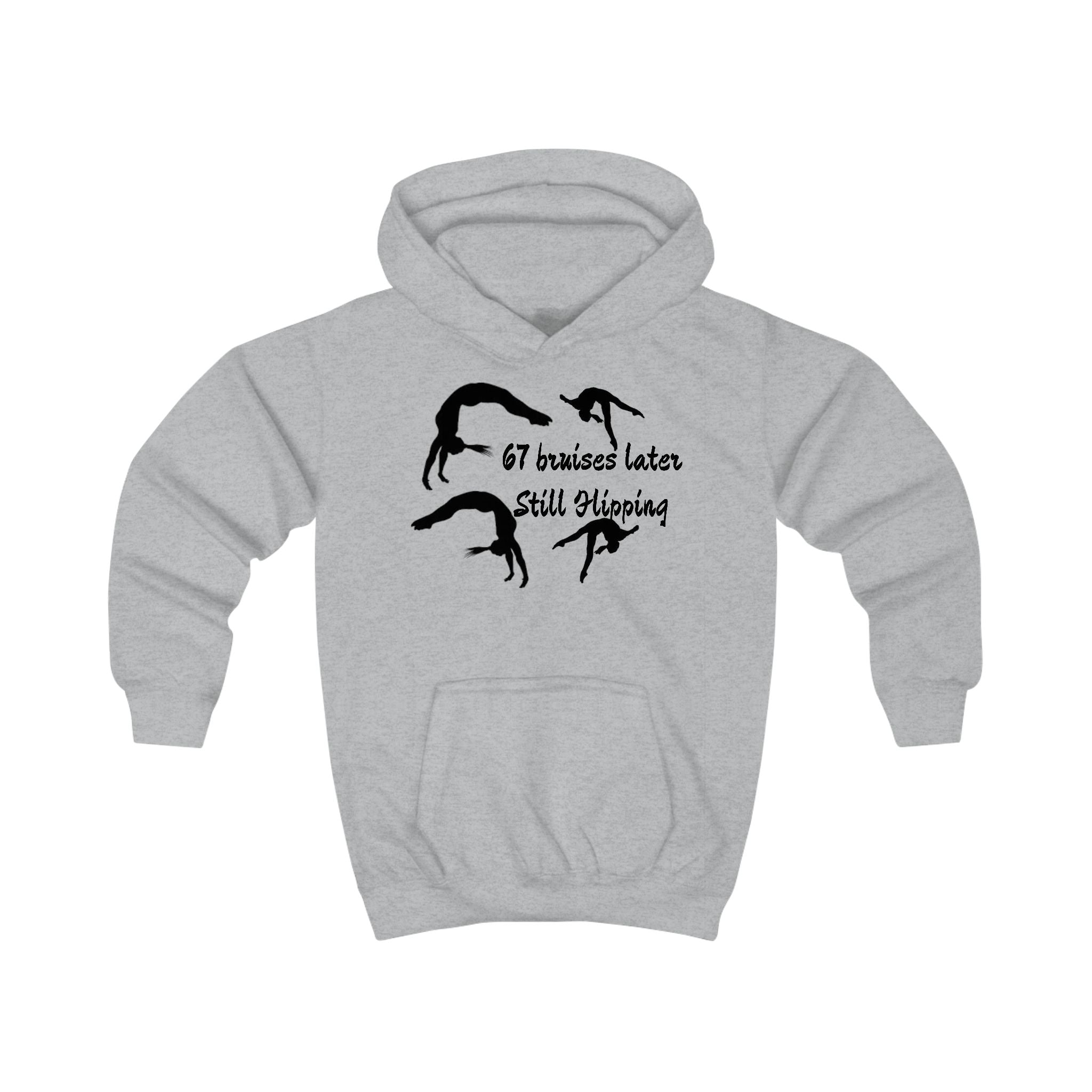 Kids Hoodie – '67 Bruises Later Still Flipping' Gymnastics Hoodie (Kids)