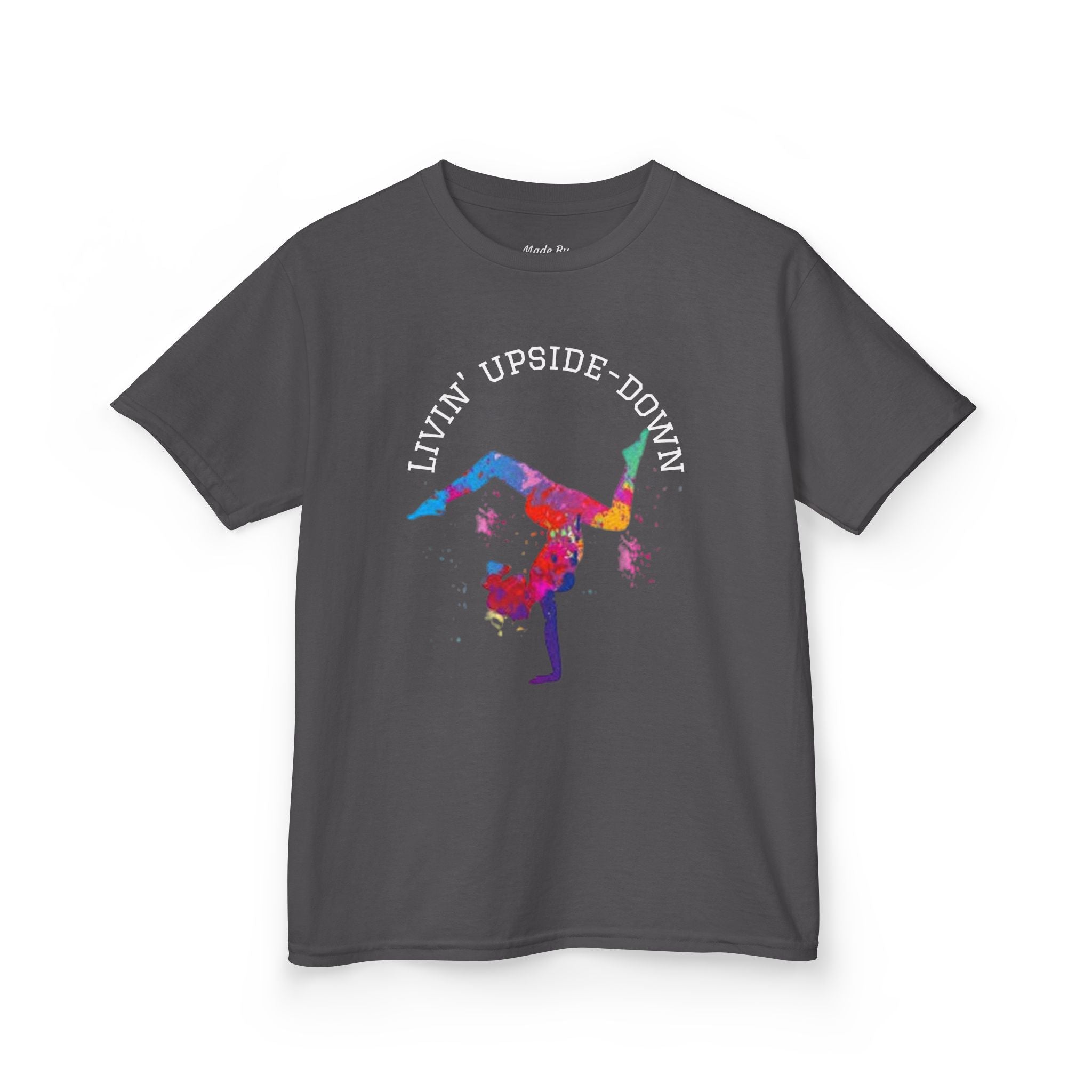 Colorful Gymnastics Kids Tee - 'Livin' Upside Down' (Kids)