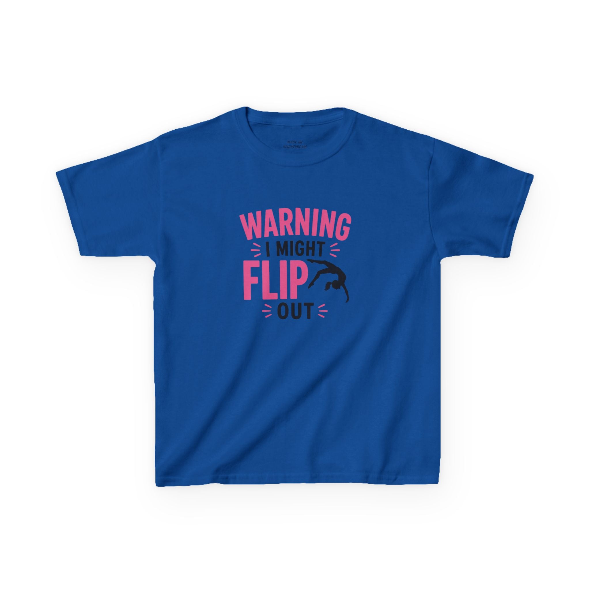 Kids T-Shirt — "Warning I Might Flip Out" Gymnastics Tee