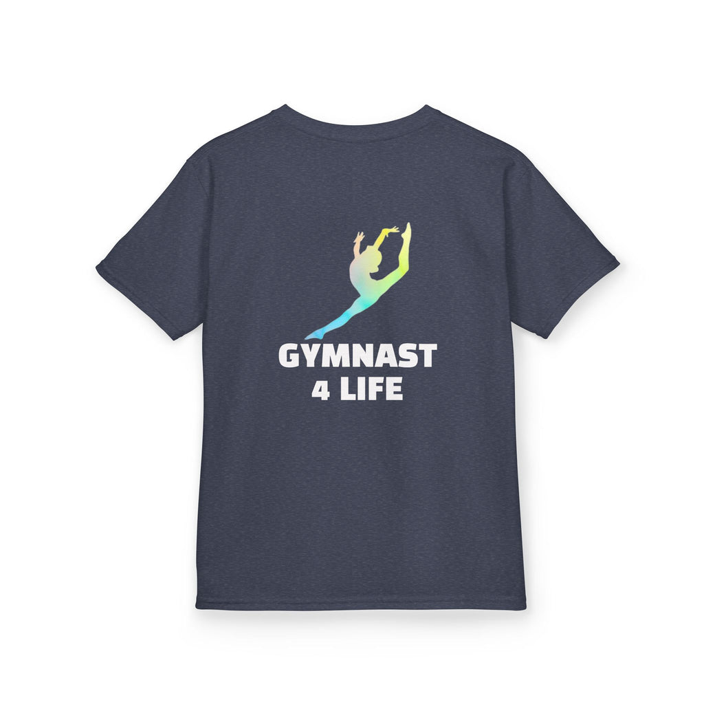 Gymnast Kids Tee — 'Gymnast 4 Life' Gradient Silhouette Shirt
