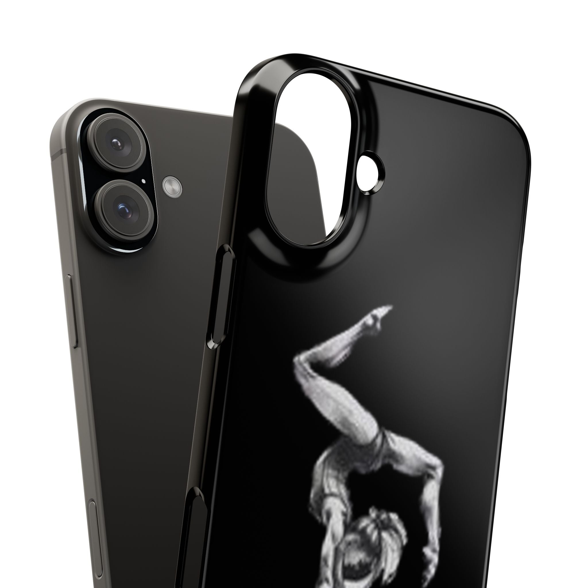 Coach Gymnastics Phone Case — Black Snap Phone Cover with Gymnast Silhouette