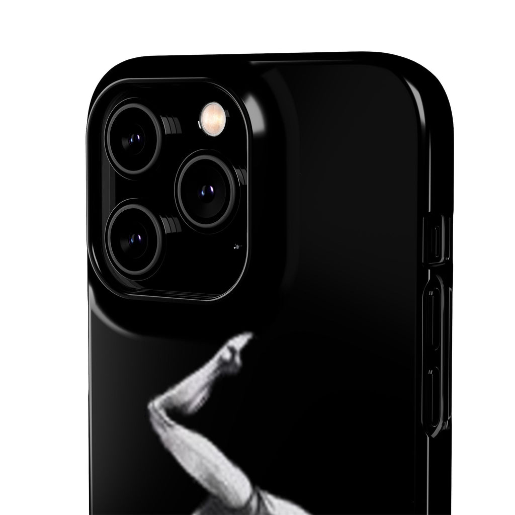 Coach Gymnastics Phone Case — Black Snap Phone Cover with Gymnast Silhouette