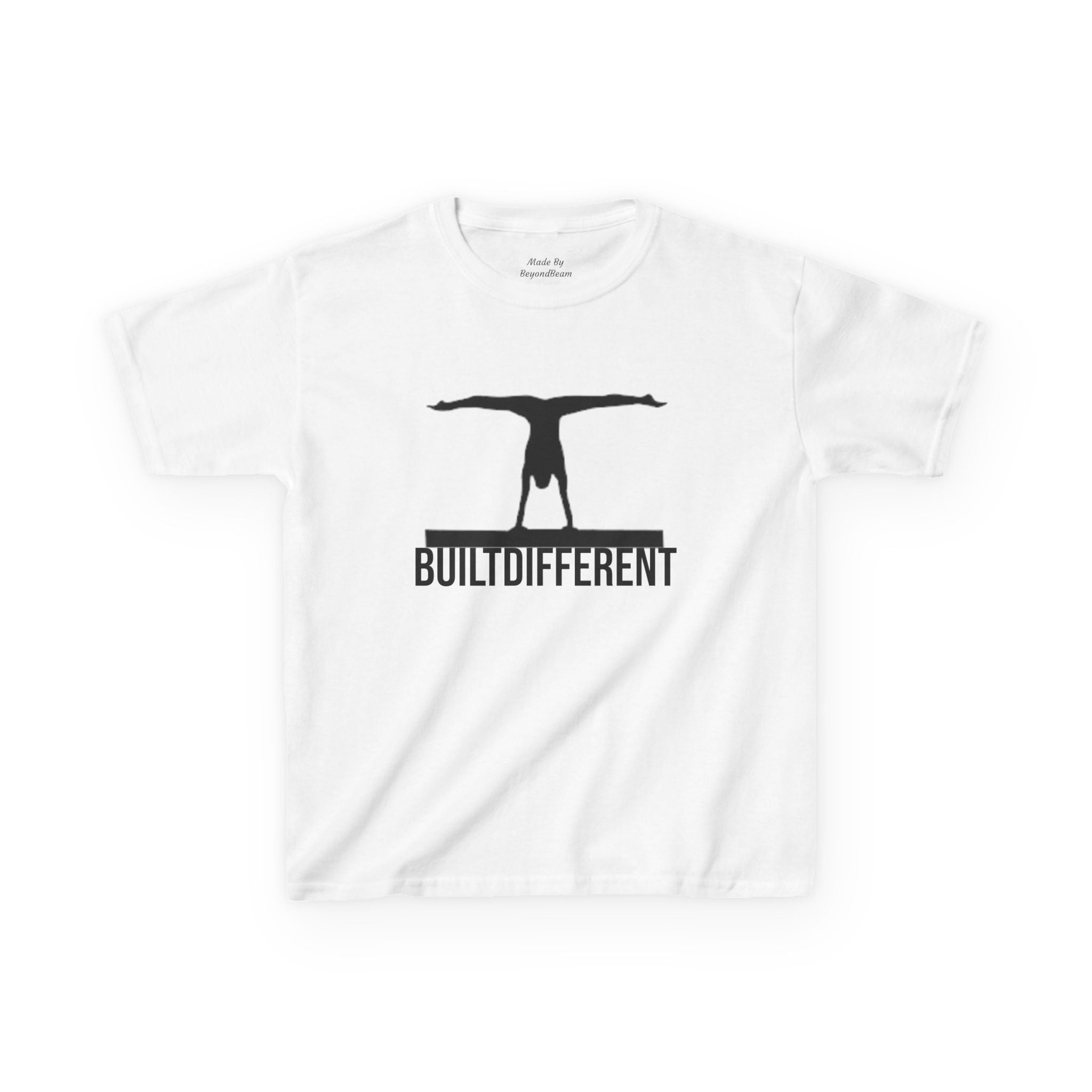 Kids T-Shirt — 'BUILTDIFFERENT' Gymnast Silhouette Tee
