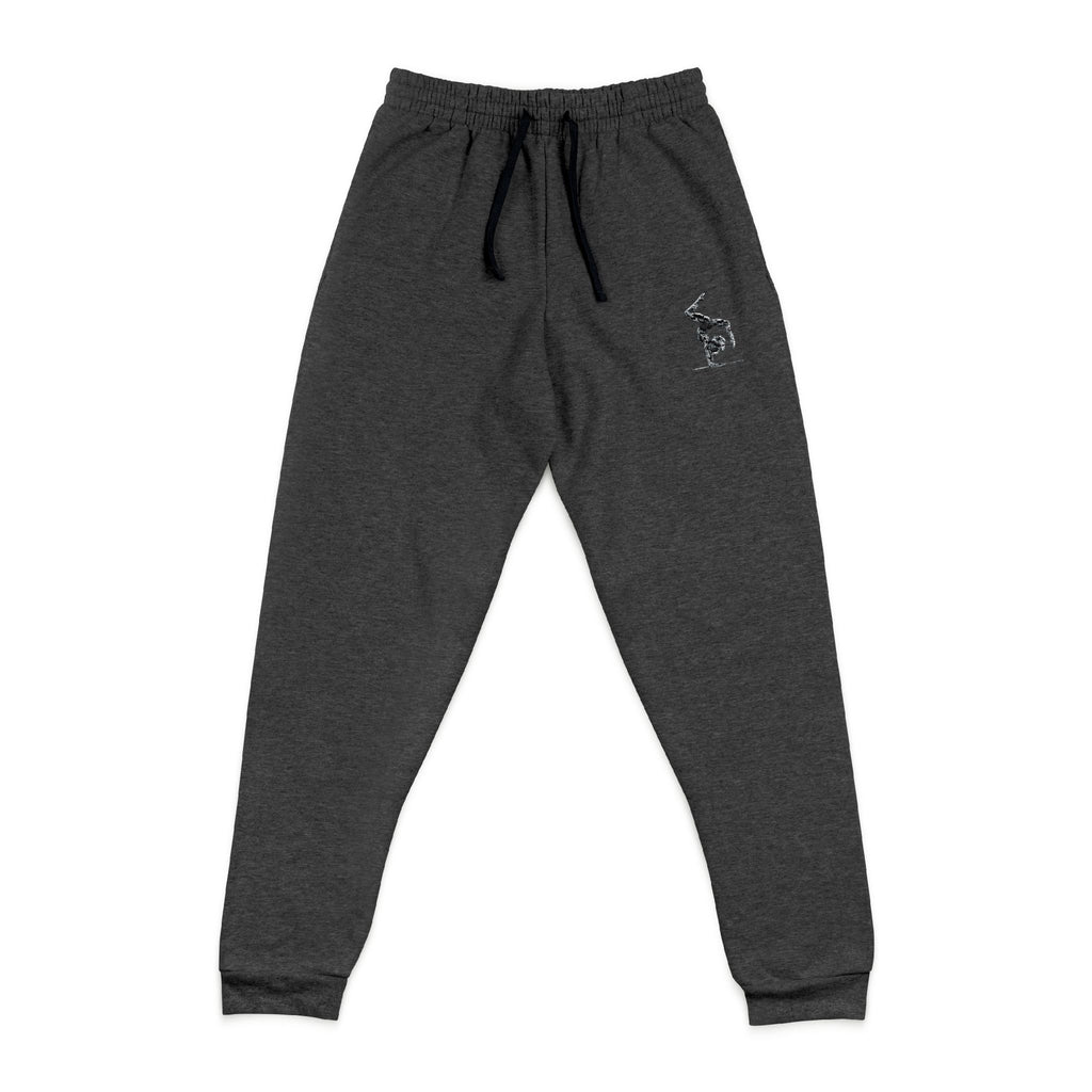 Adults Embroidered Minimal Joggers — Cozy Charcoal Gymnast Sweatpants
