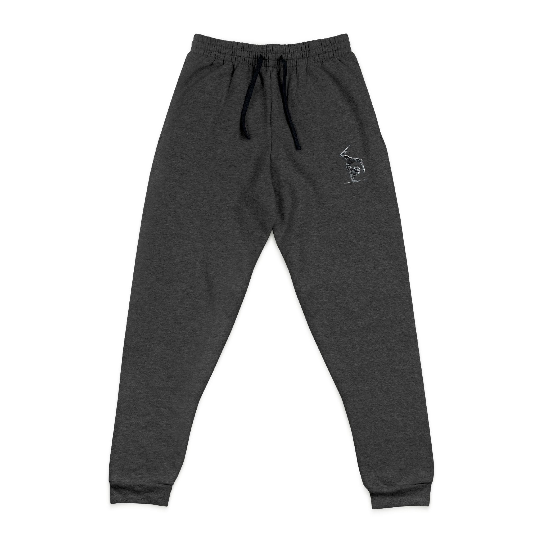 Adults Embroidered Minimal Joggers — Cozy Charcoal Gymnast Sweatpants