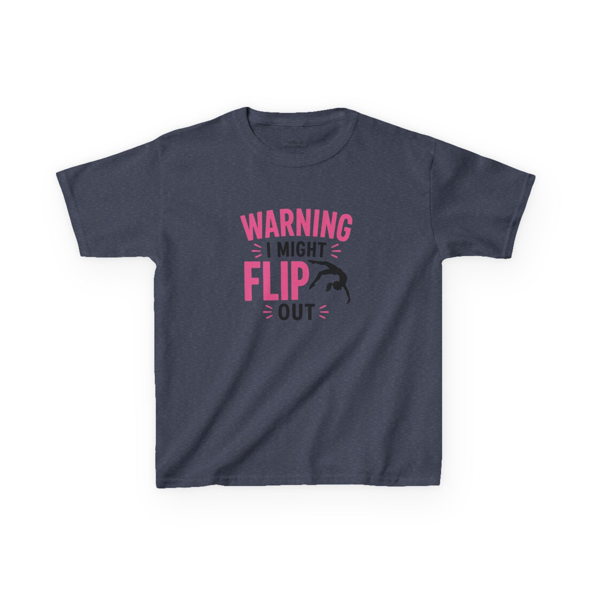 Kids T-Shirt — "Warning I Might Flip Out" Gymnastics Tee