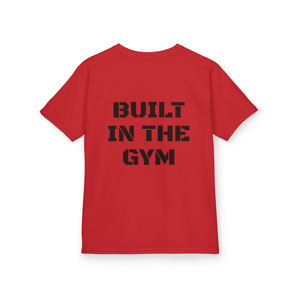 Kids Tee — "Built in the Gym" Motivational Fitness Shirt