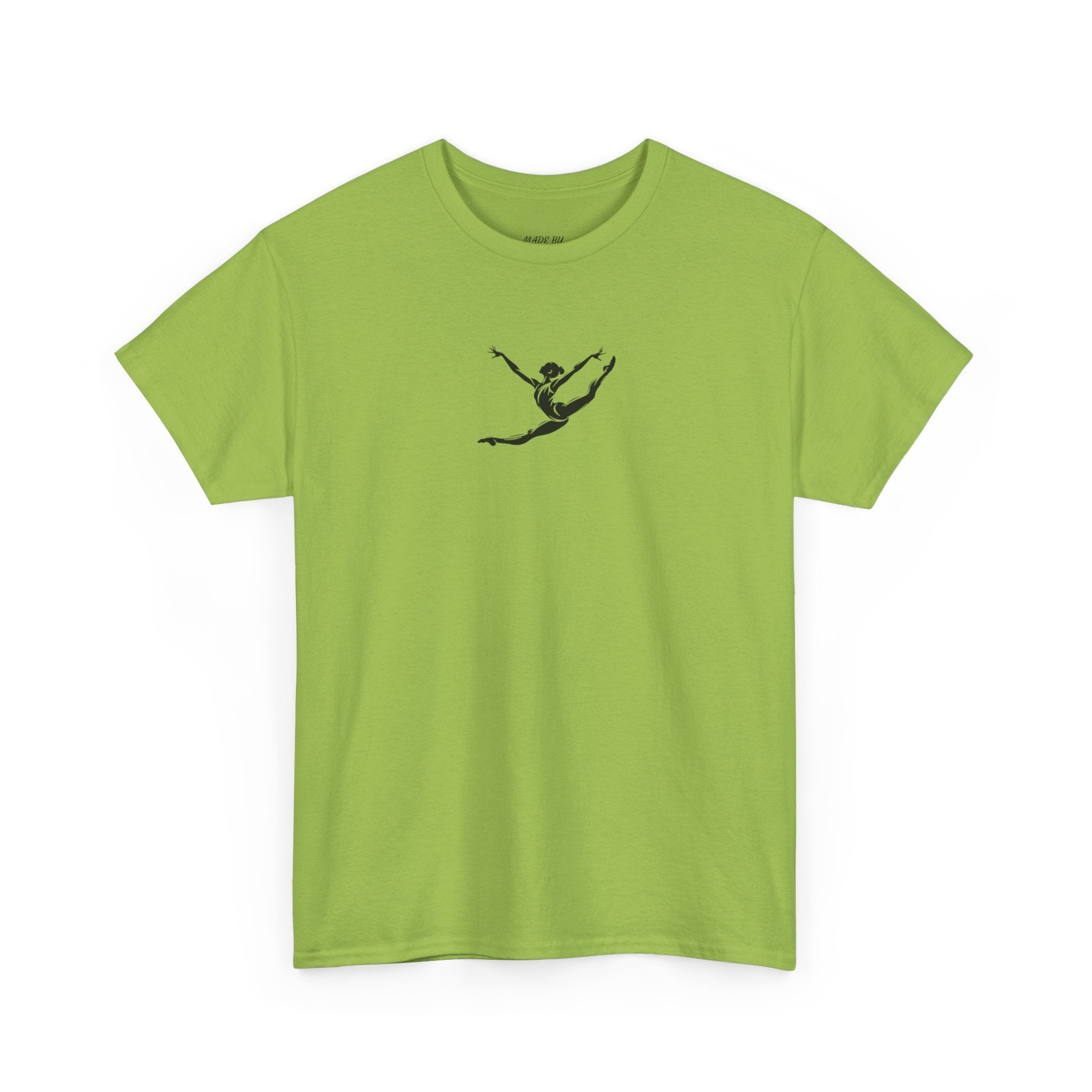 Gymnast Minimalist Tee — Small Graceful Leap Graphic T-Shirt (Adults)