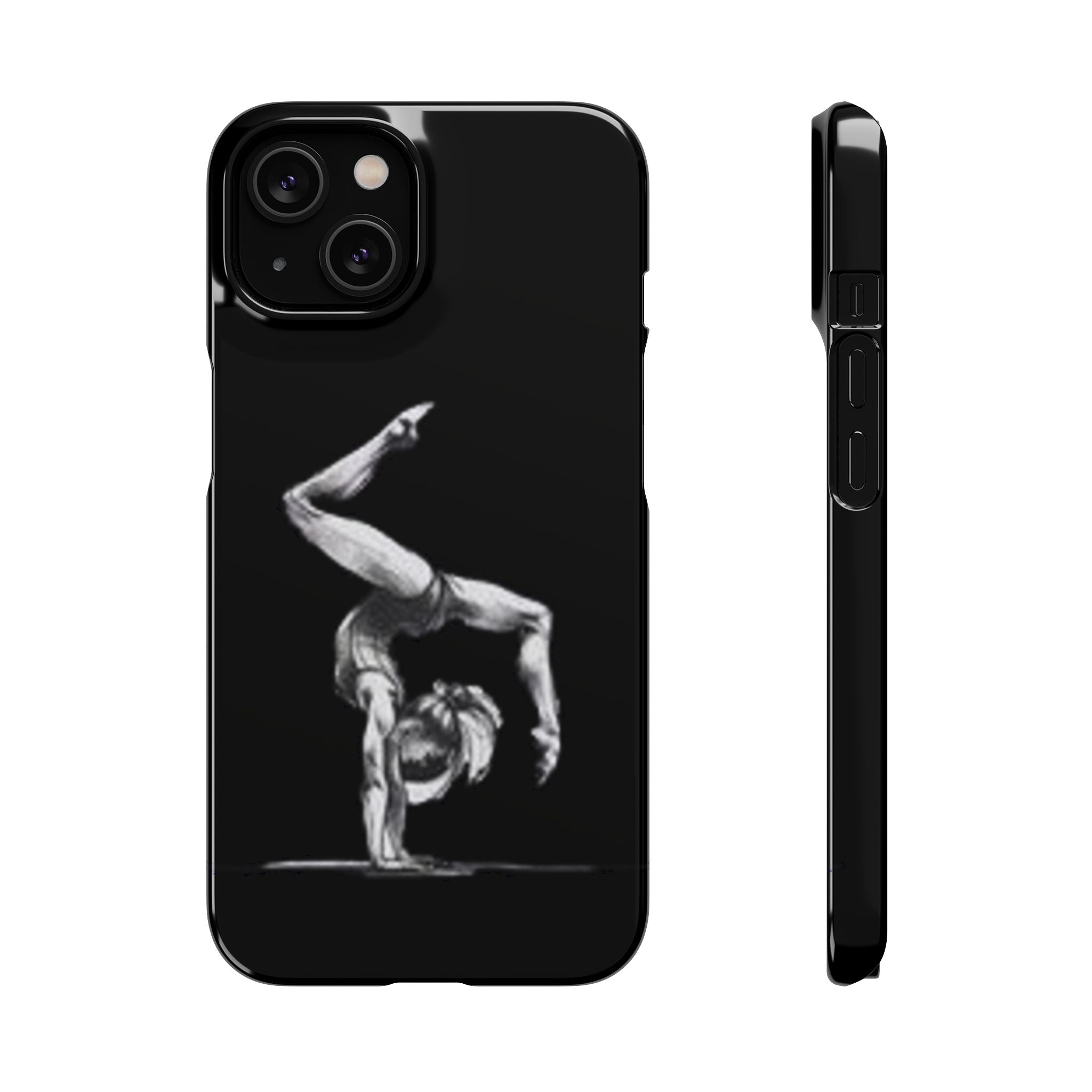 Gymnastics Phone Case — Black Chalk-Style Handstand Design