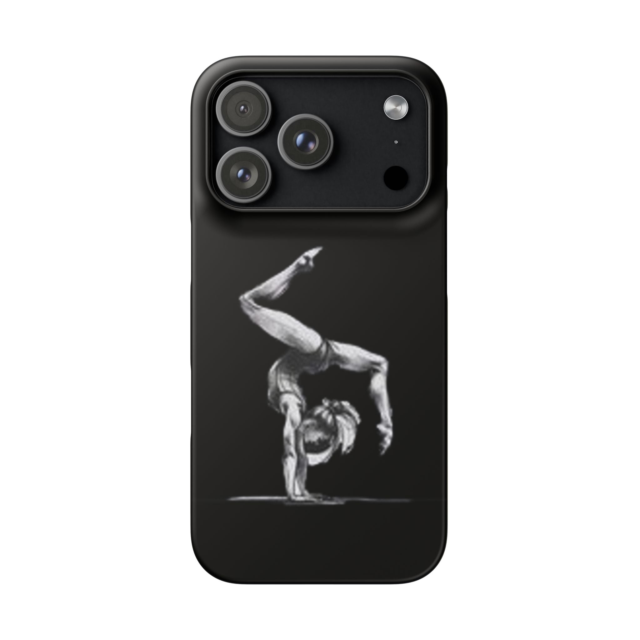 Gymnastics Phone Case — Black Chalk-Style Handstand Design