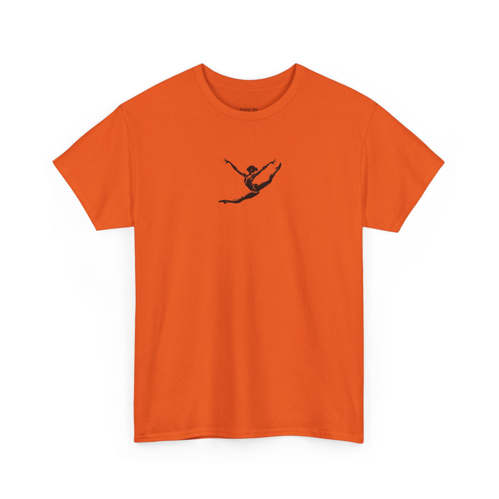 Gymnast Minimalist Tee — Small Graceful Leap Graphic T-Shirt (Adults)