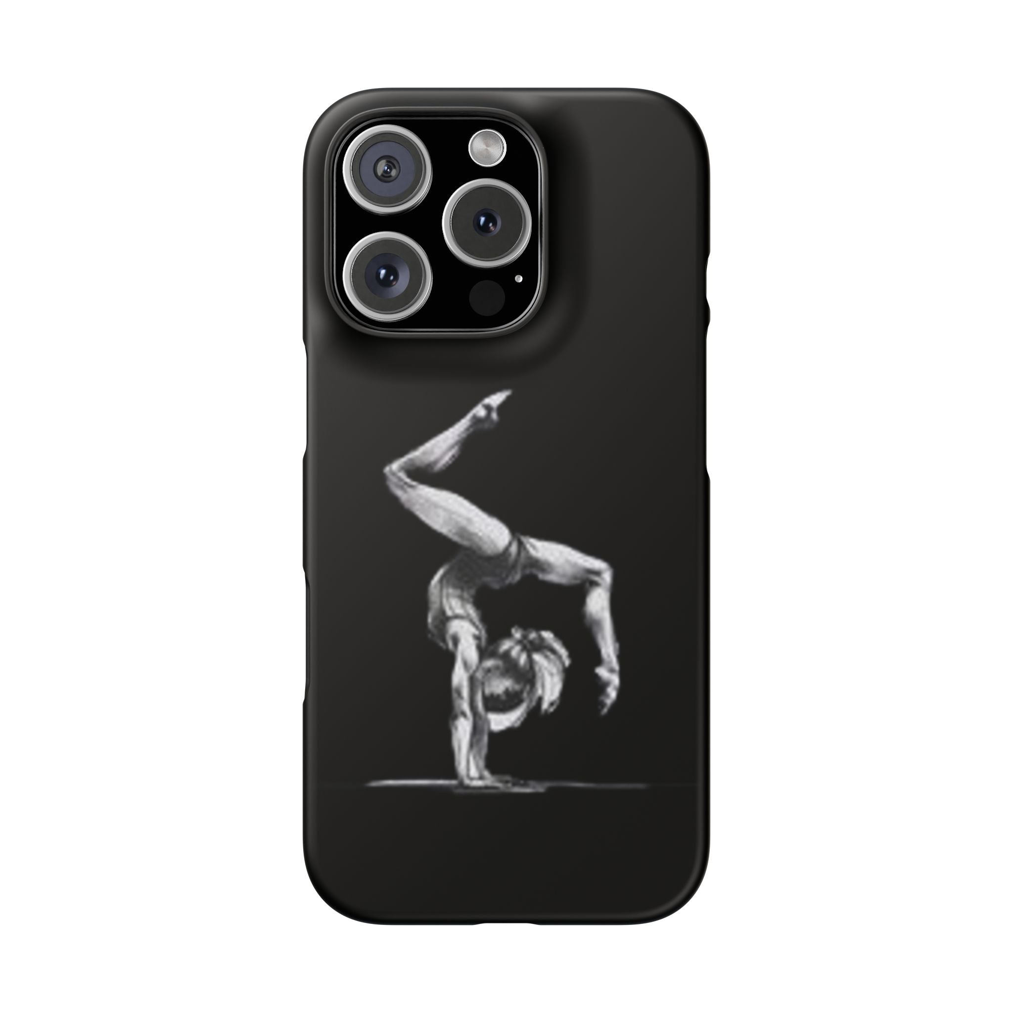 Gymnastics Phone Case — Black Chalk-Style Handstand Design