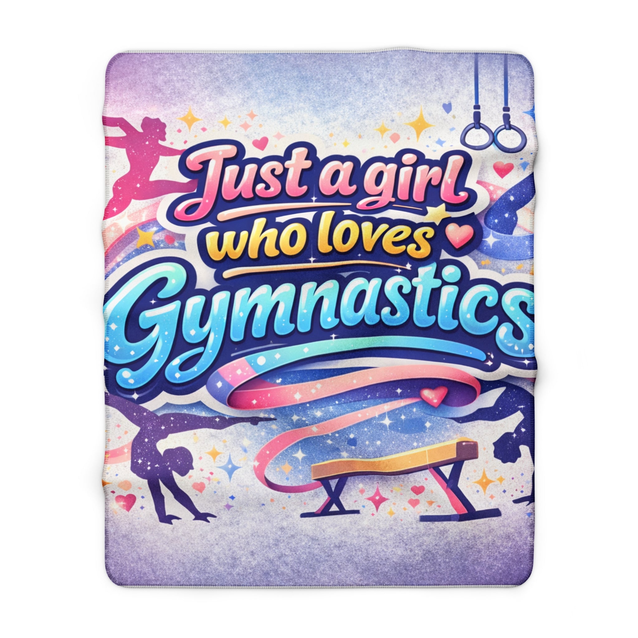 Gymnastics Sherpa Blanket — "Just a Girl Who Loves Gymnastics" Cozy Throw for Gymnasts