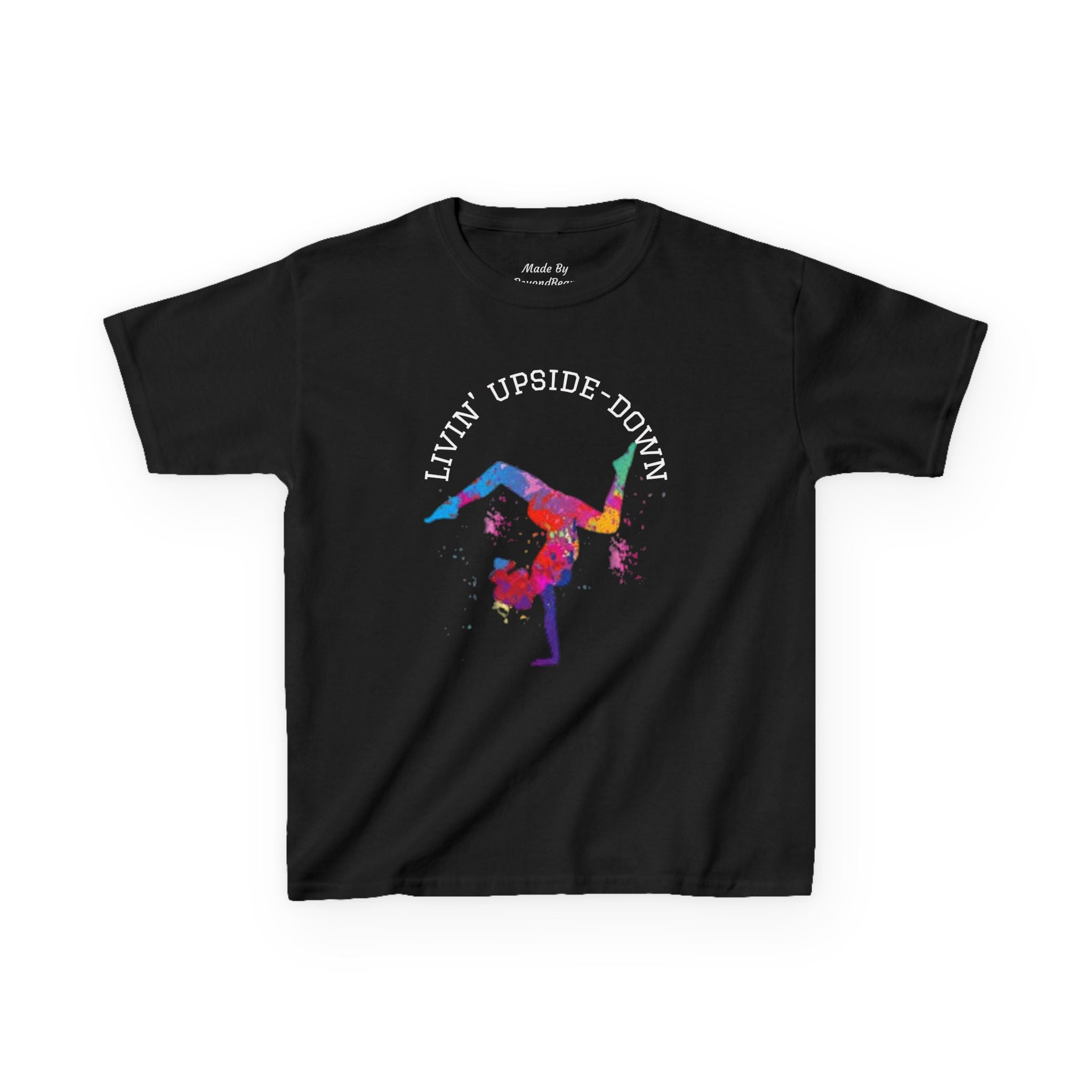 Colorful Gymnastics Kids Tee - 'Livin' Upside Down' (Kids)
