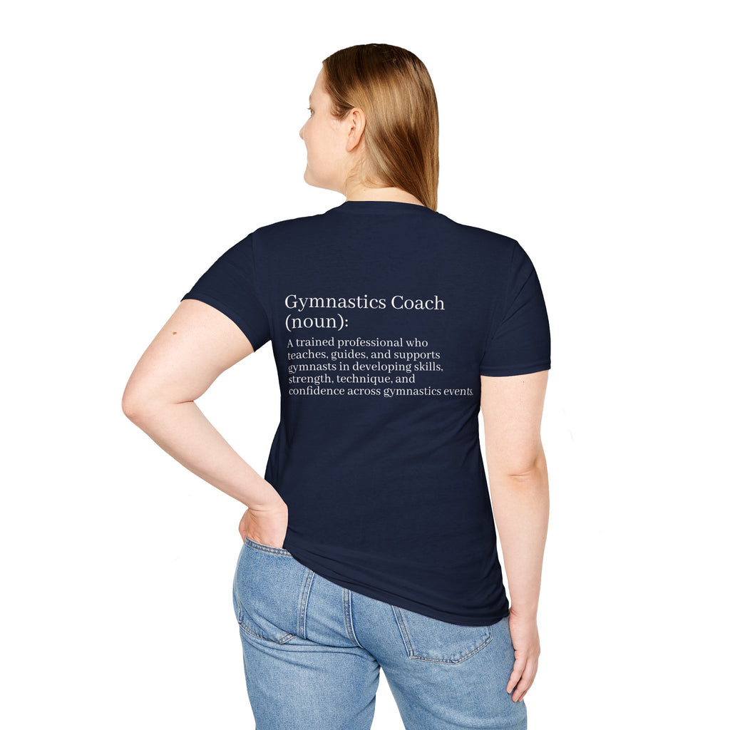 Adults Gymnastics Coach Definition T-Shirt — Back-Print Gift for Coaches