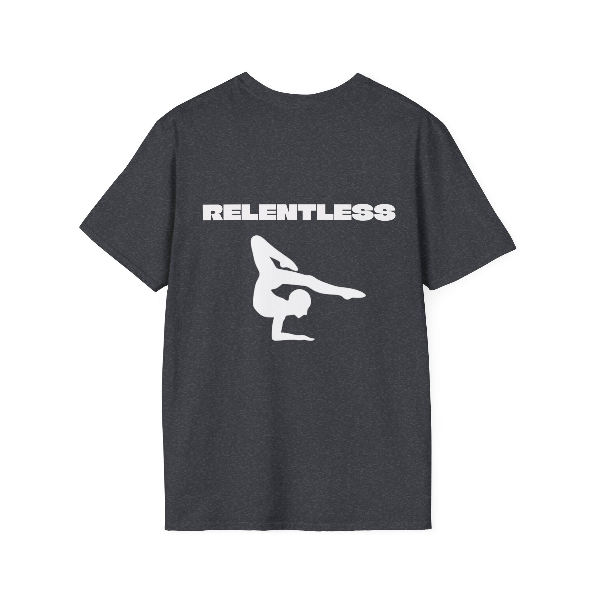 Relentless Gymnastics T-Shirt — Back Silhouette Athletic Tee (Adults)