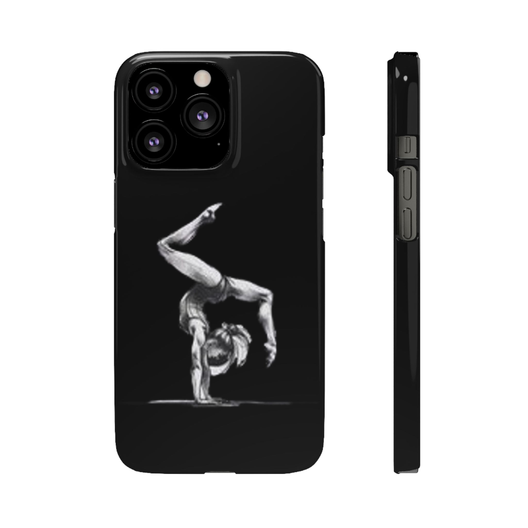 Gymnastics Phone Case — Black Chalk-Style Handstand Design