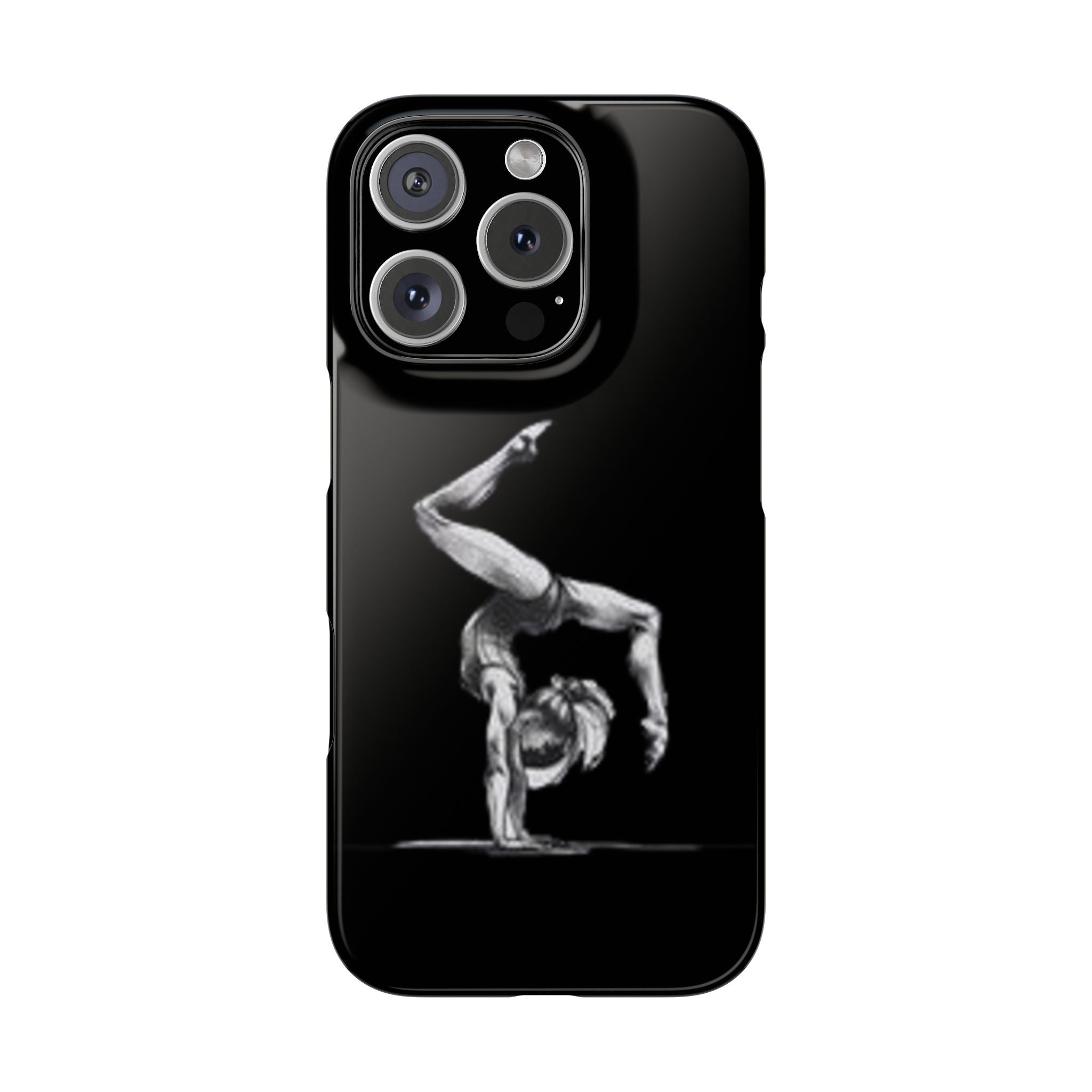 Gymnastics Phone Case — Black Chalk-Style Handstand Design