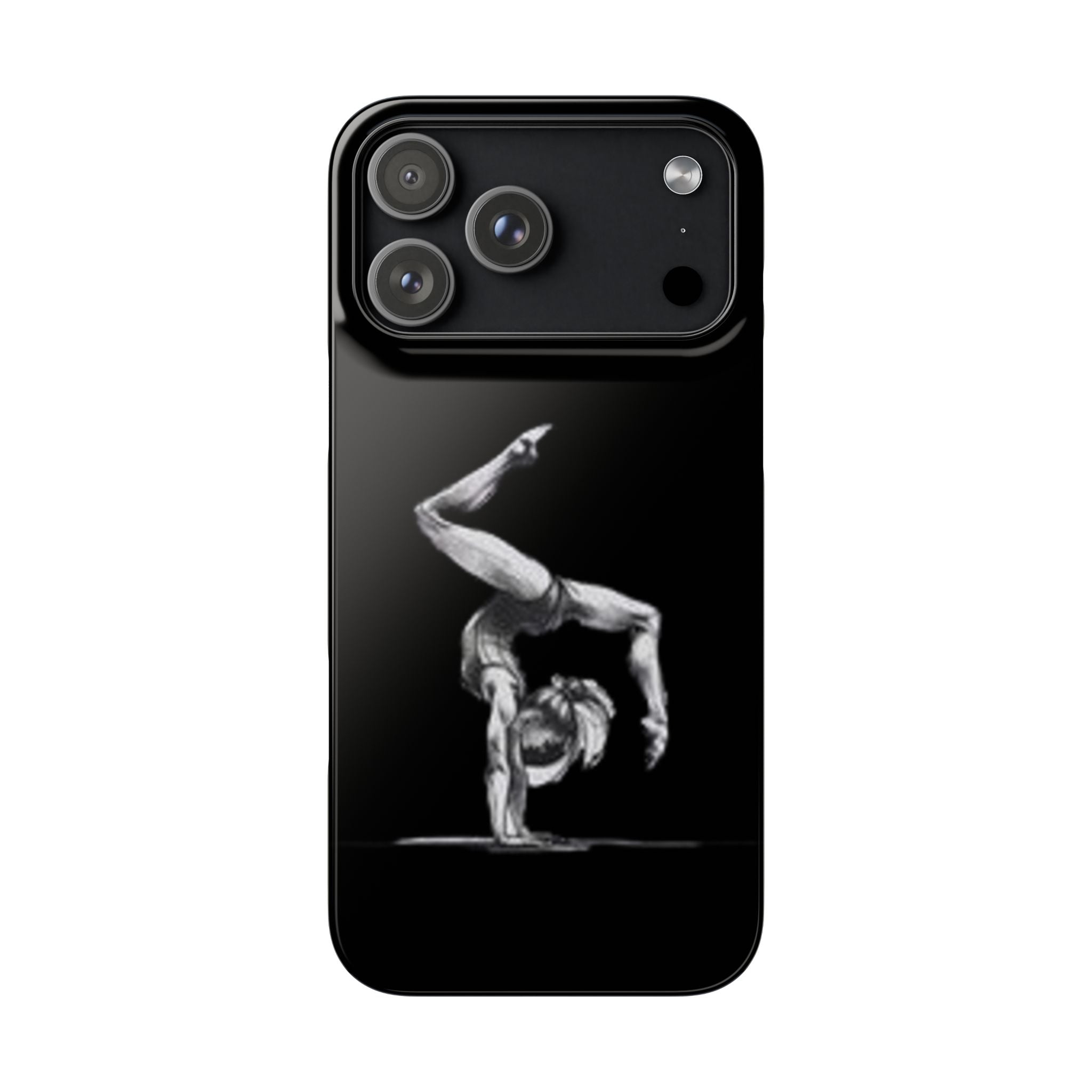 Gymnastics Phone Case — Black Chalk-Style Handstand Design