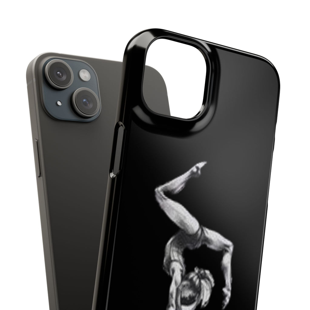 Coach Gymnastics Phone Case — Black Snap Phone Cover with Gymnast Silhouette