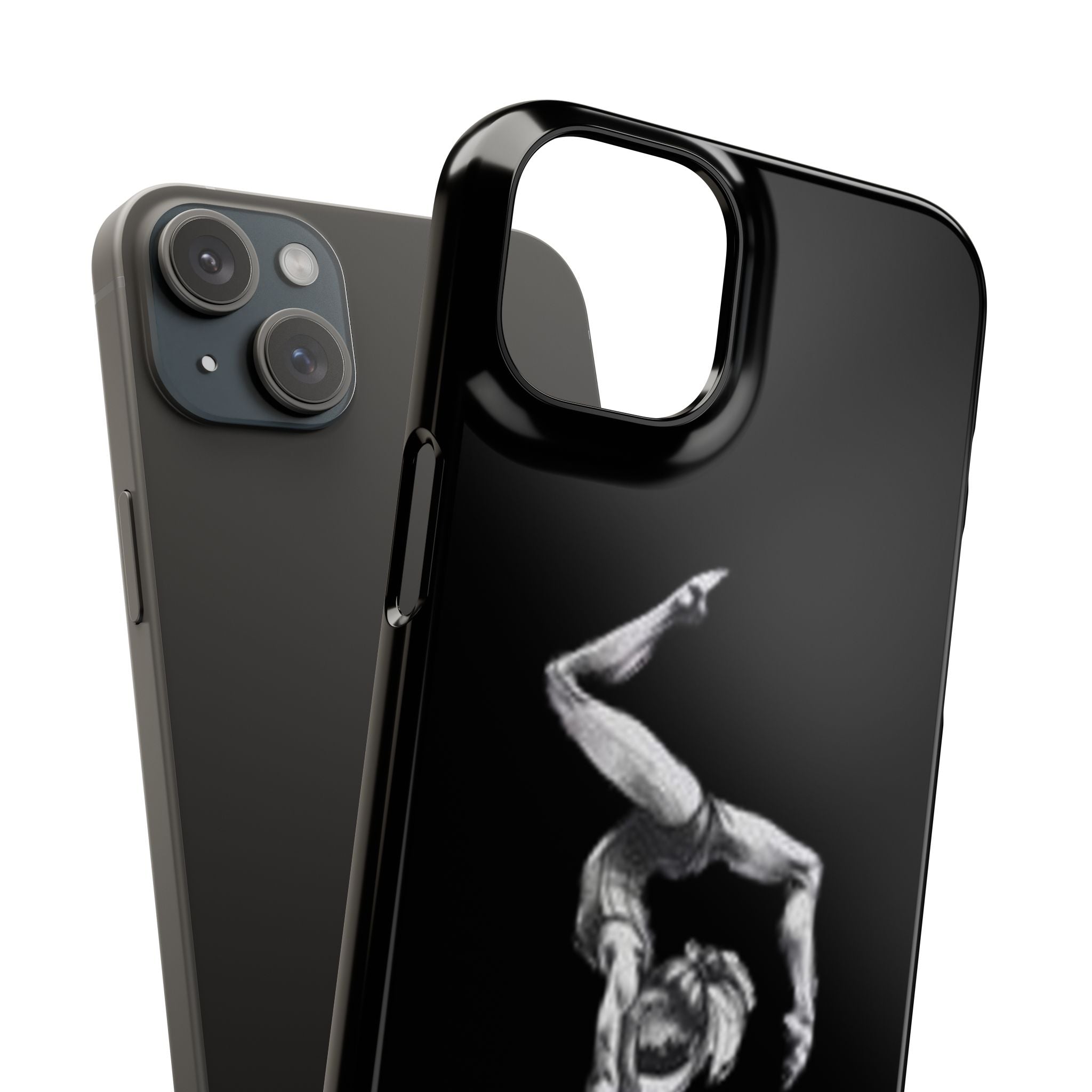 Coach Gymnastics Phone Case — Black Snap Phone Cover with Gymnast Silhouette
