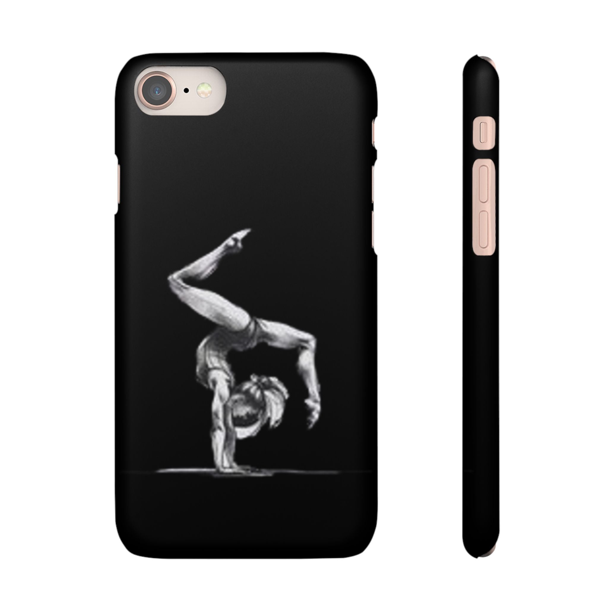 Gymnastics Phone Case — Black Chalk-Style Handstand Design