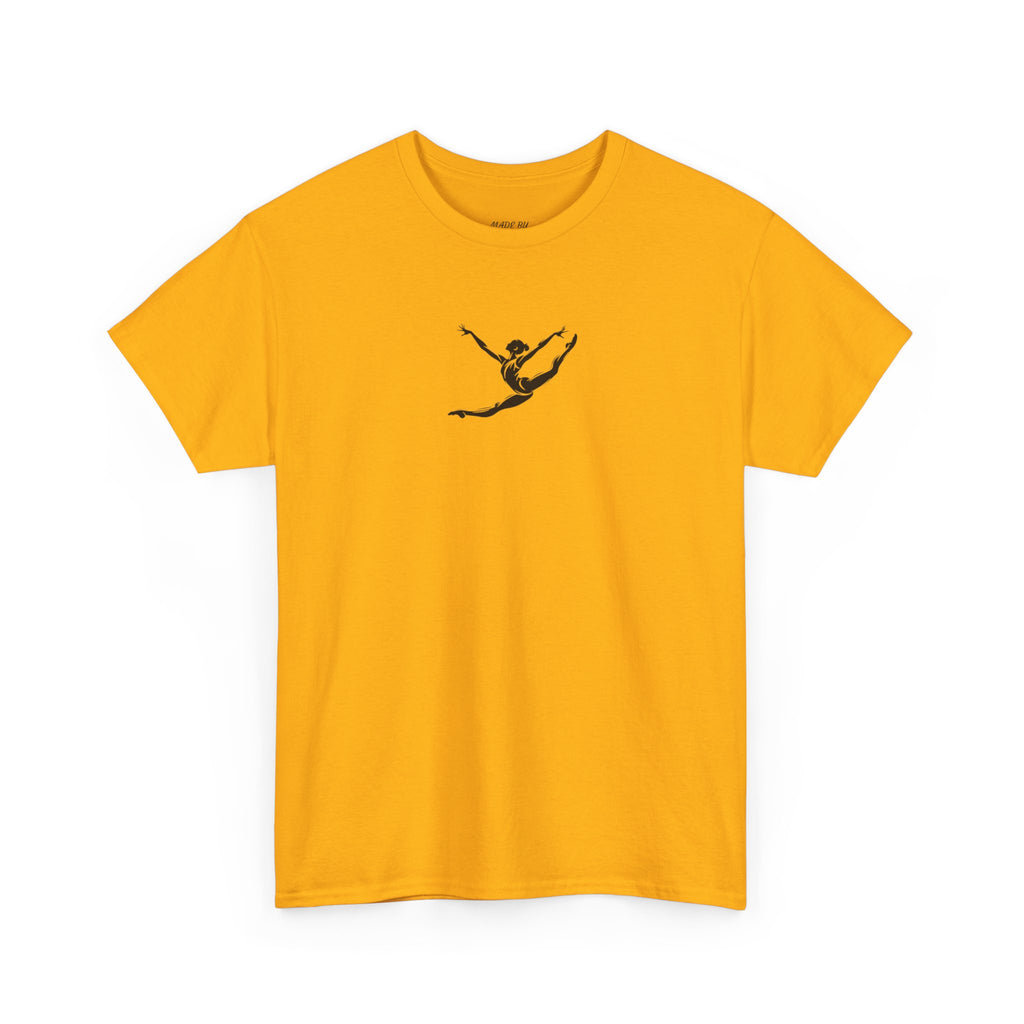 Gymnast Minimalist Tee — Small Graceful Leap Graphic T-Shirt (Adults)