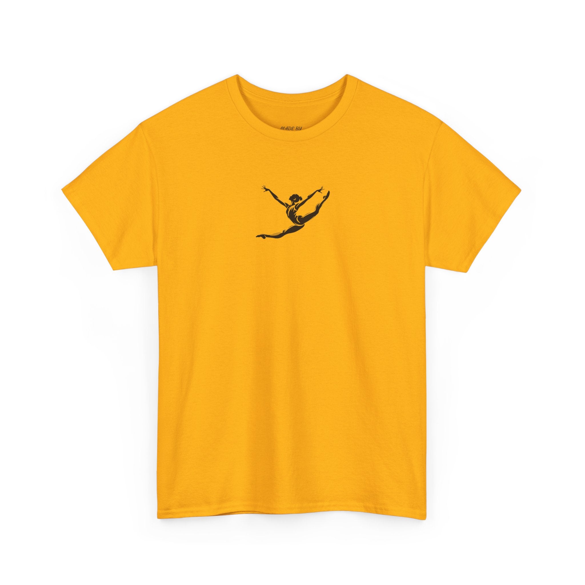 Gymnast Minimalist Tee — Small Graceful Leap Graphic T-Shirt (Adults)