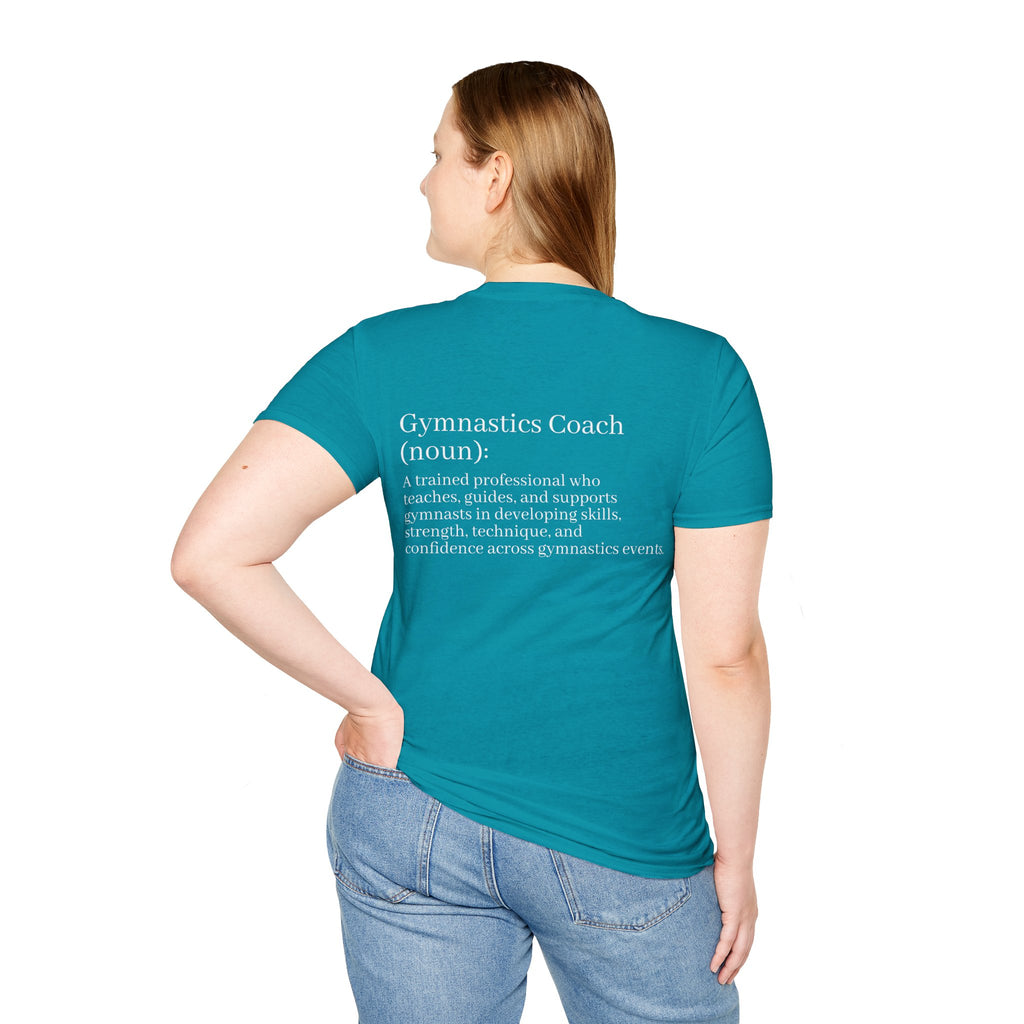 Adults Gymnastics Coach Definition T-Shirt — Back-Print Gift for Coaches