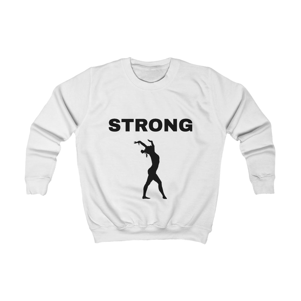 Kids Sweatshirt "STRONG" with Athletic Silhouette – Motivational Youth Crewneck