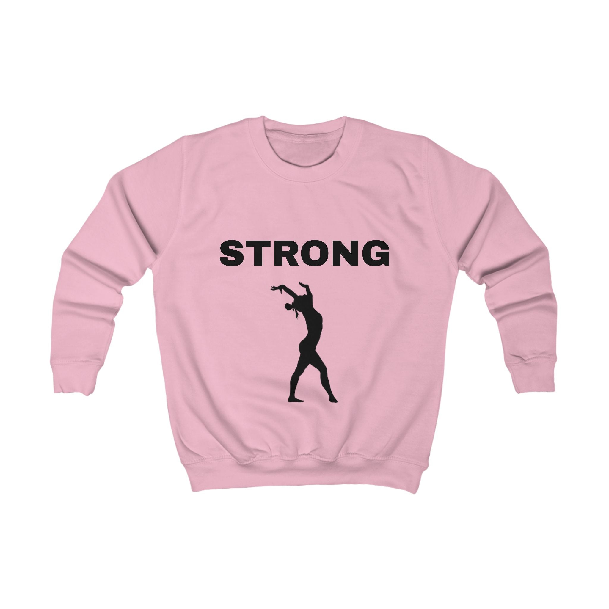 Kids Sweatshirt "STRONG" with Athletic Silhouette – Motivational Youth Crewneck