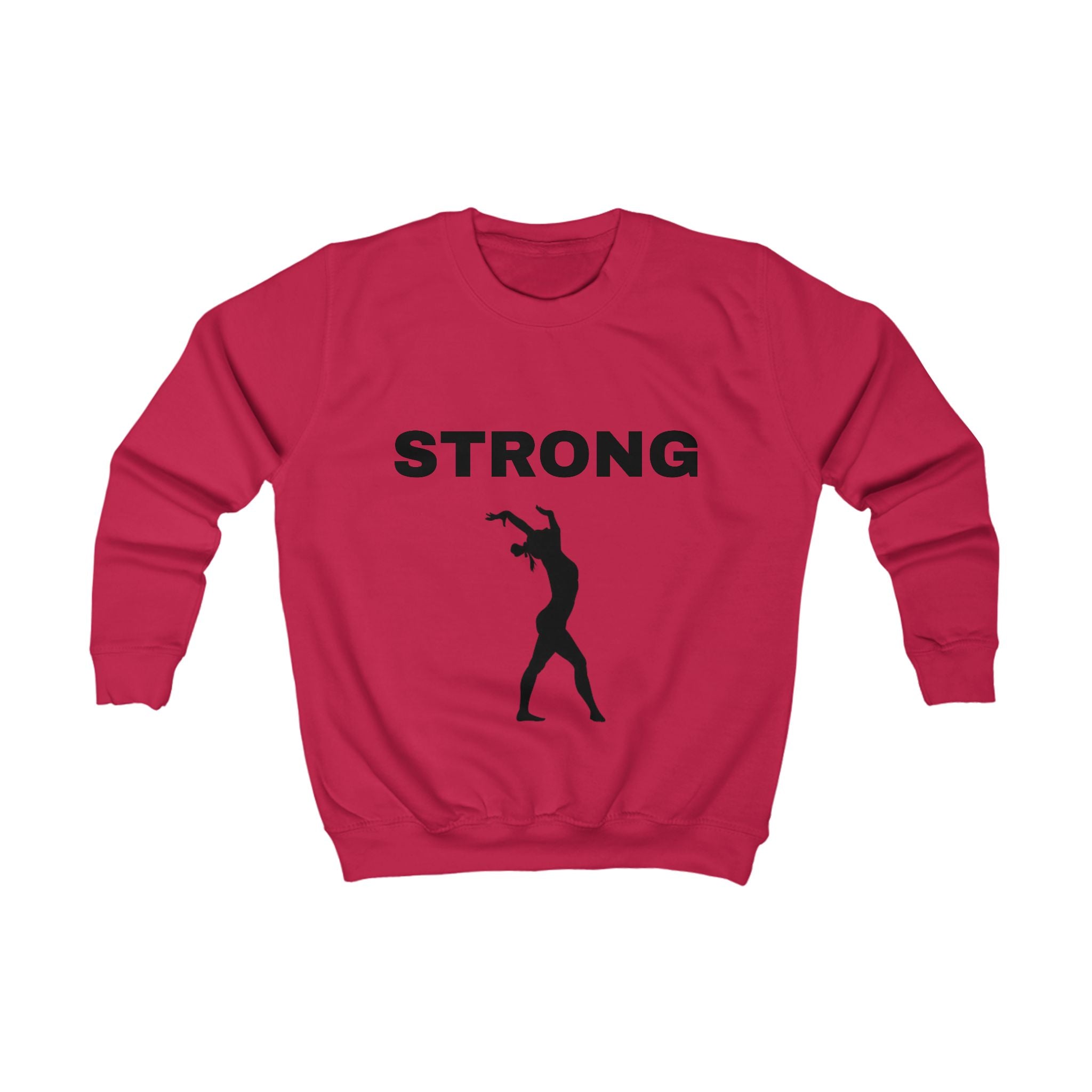 Kids Sweatshirt "STRONG" with Athletic Silhouette – Motivational Youth Crewneck
