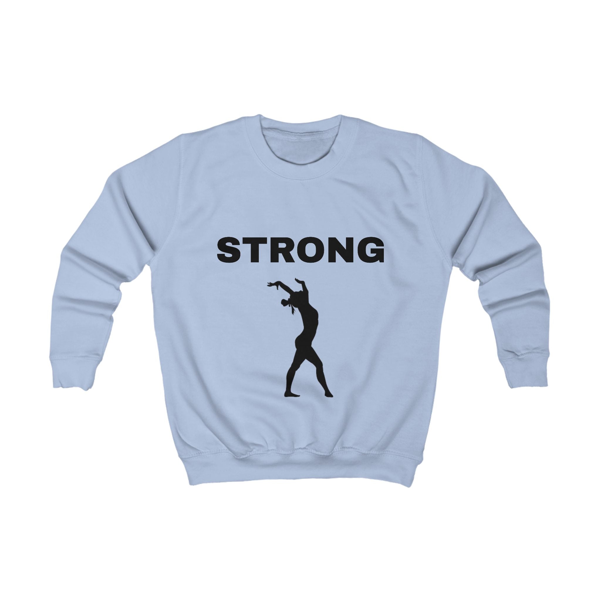 Kids Sweatshirt "STRONG" with Athletic Silhouette – Motivational Youth Crewneck