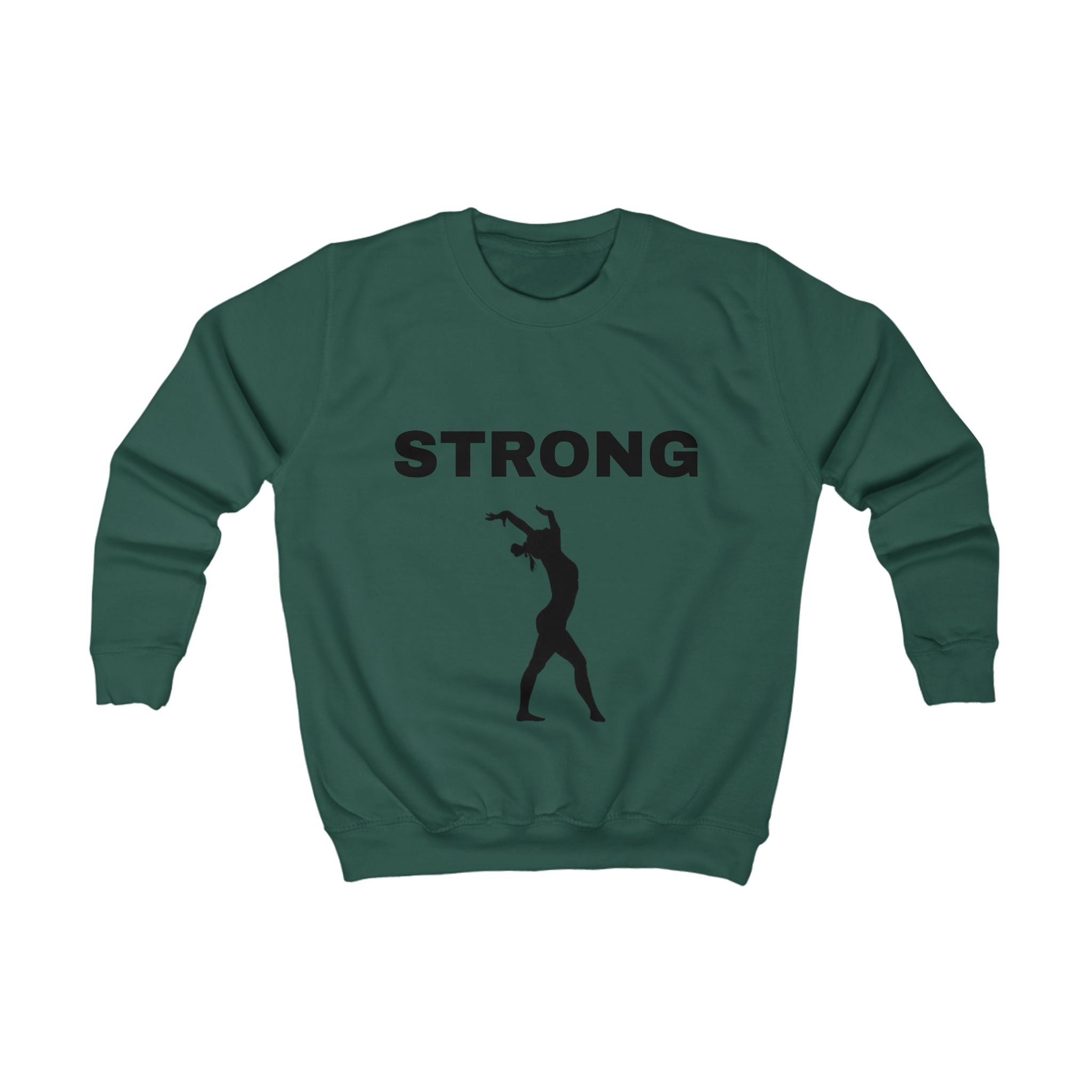Kids Sweatshirt "STRONG" with Athletic Silhouette – Motivational Youth Crewneck