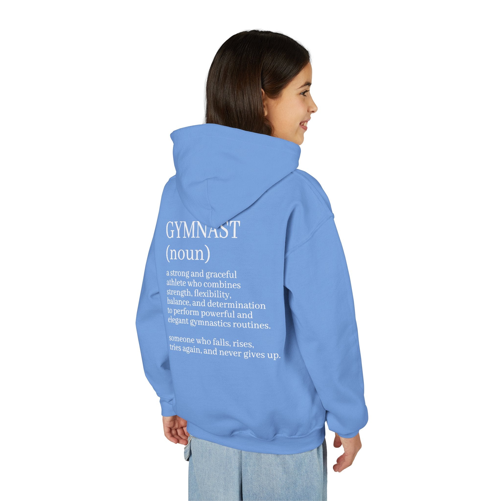 Gymnast Definition Youth Hoodie — Personalized 'NAME' Back-Print Sweatshirt